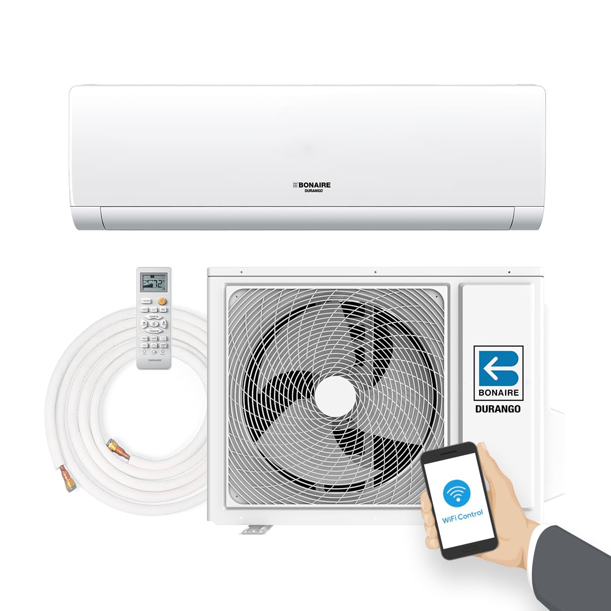 Durango Mini Split Air Conditioner | 12000 BTU 208/230V | Energy Saving Inverter Ductless Wall AC Unit for Rooms up to 750 Sq. Ft | 1 Ton, White