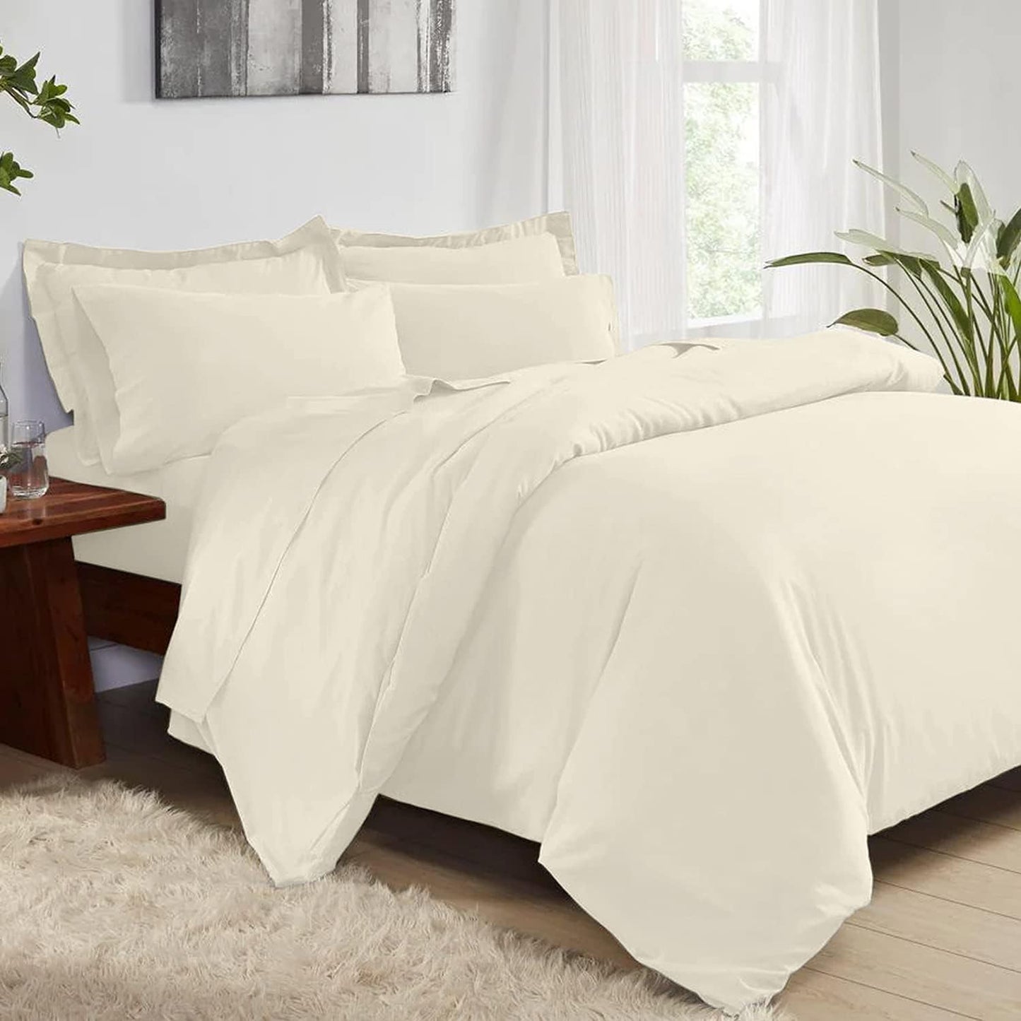 Pizuna Pure 100% Cotton King Duvet Cover Set, 1000 Thread Count Long Staple Cotton Thick Sateen Weave with Button Closure (Combed Baby Blue Cotton Duvet Cover King)