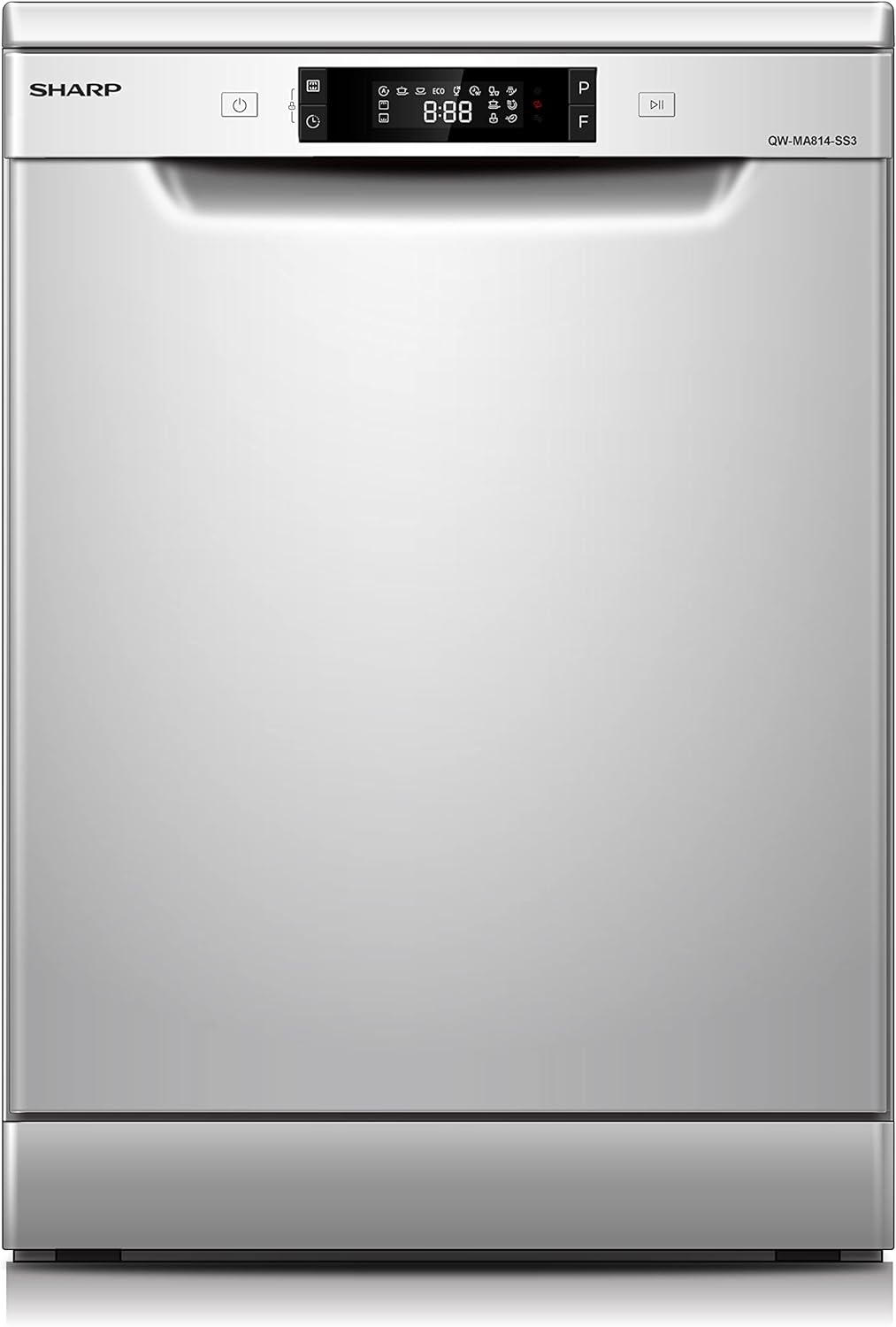Sharp 8 Programs 14 Place Settings 3 Layered, Stainless Steel Tub Free Standing Dishwasher Silver ~ Qw-Ma814-Ss3"Min 1 year manufacturer warranty"