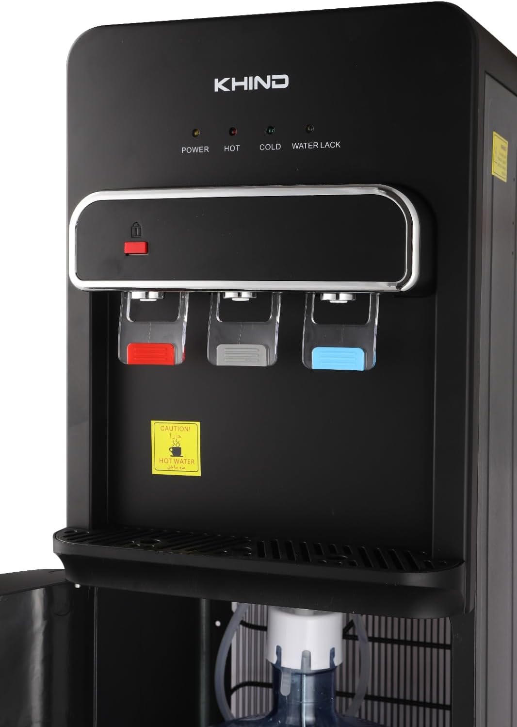 KHIND 7 Liters Freestanding Water Dispenser with Auto Suction Pump, Hot, Normal, & Cold Water Dispensing, Bottom Load, Child Lock, Intelligent Indicator Lights, Black - WD-3BP- Made In China