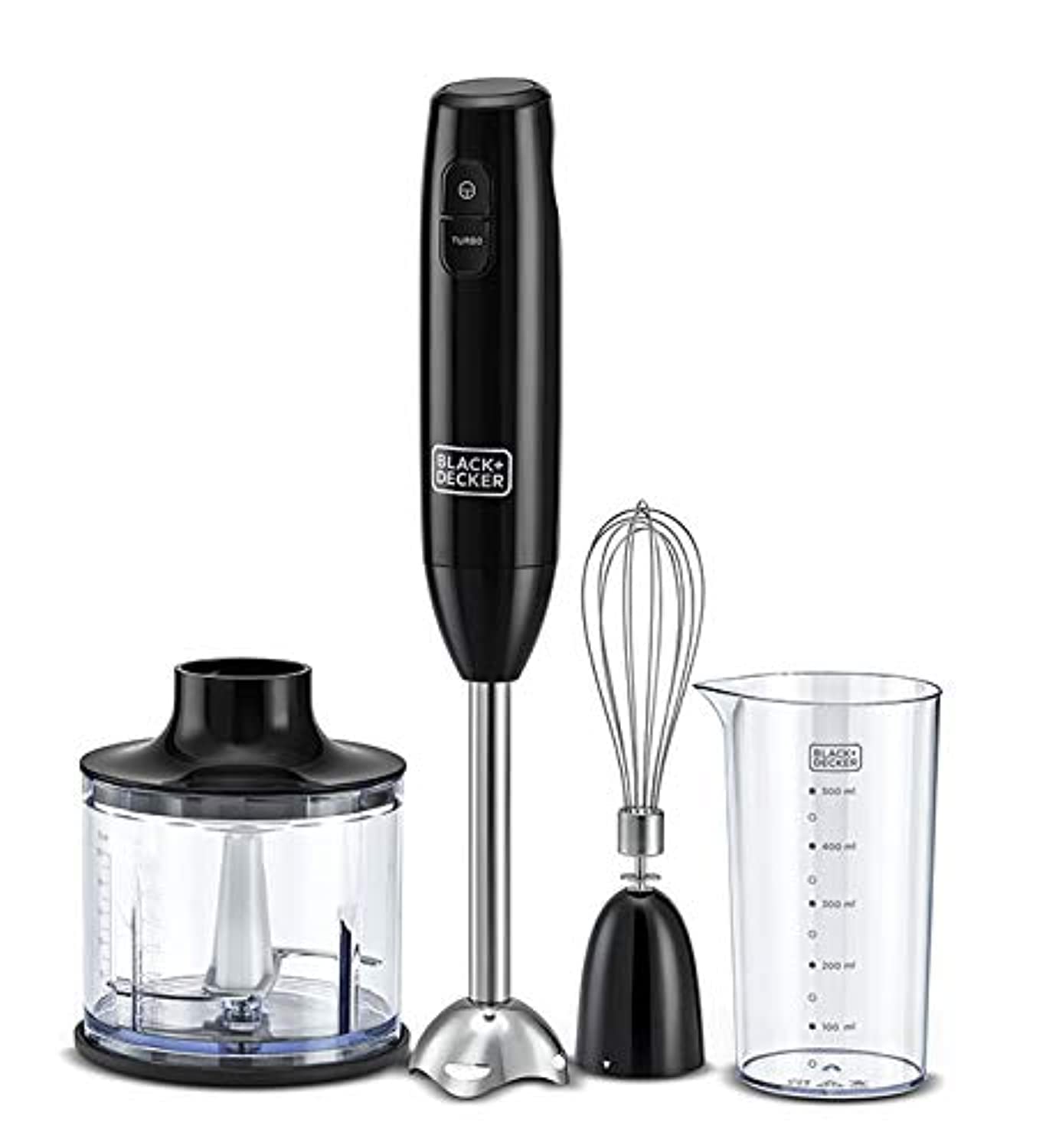 Black & Decker 400W 4 In 1 Stainless Steel Stem Hand Blender With Chopper and Whisk White SB4000-B5,2 years warranty
