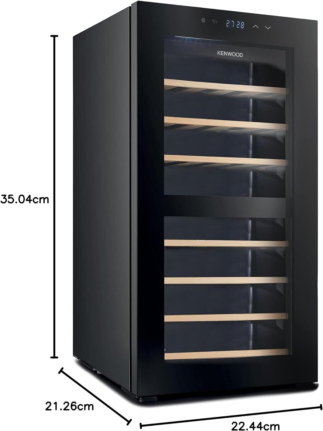 Kenwood Beverage Cooler 43 Bottles Wine Refrigerator With Dual Temperature Zone, Double Glass Door, Blue Light, Smart Control Bcw43.000Bk Black"Min 1 year manufacturer warranty"