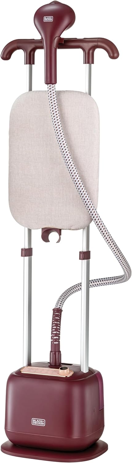 BLACK+DECKER 2400W 1.5L Upright Garment Steamer 35gm/min Steam, With Adjustable Double Poles Rotary Wheels, Multiple Attachments, For Quick Wrinkle Free&Santized Garment GST2400-B5