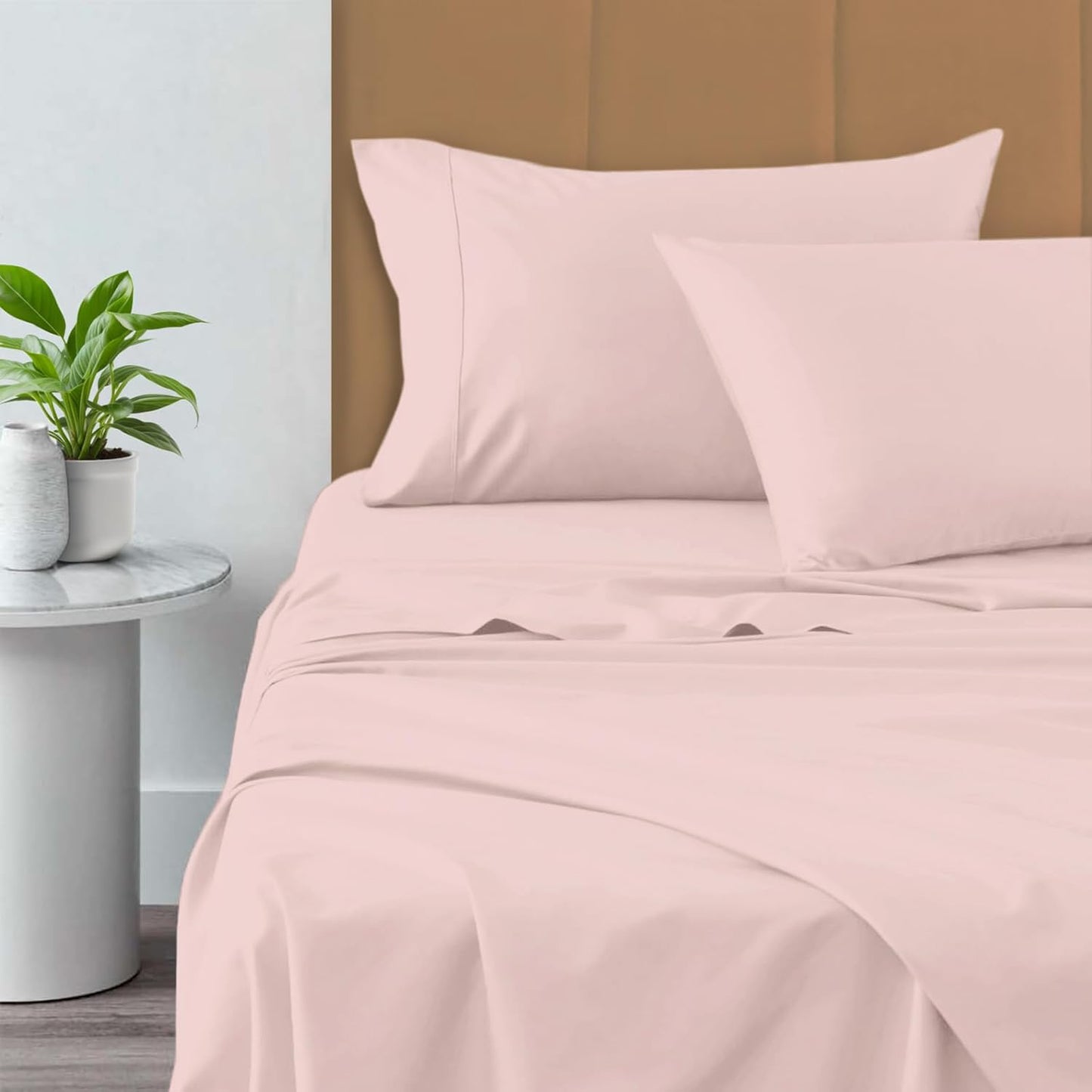 Pizuna Pure 100% Cotton Sheets Full Size, 800 Thread Count Long Staple Cotton Crisp Sateen Sheets Full with 15in Deep Pocket (Combed Simply Taupe)