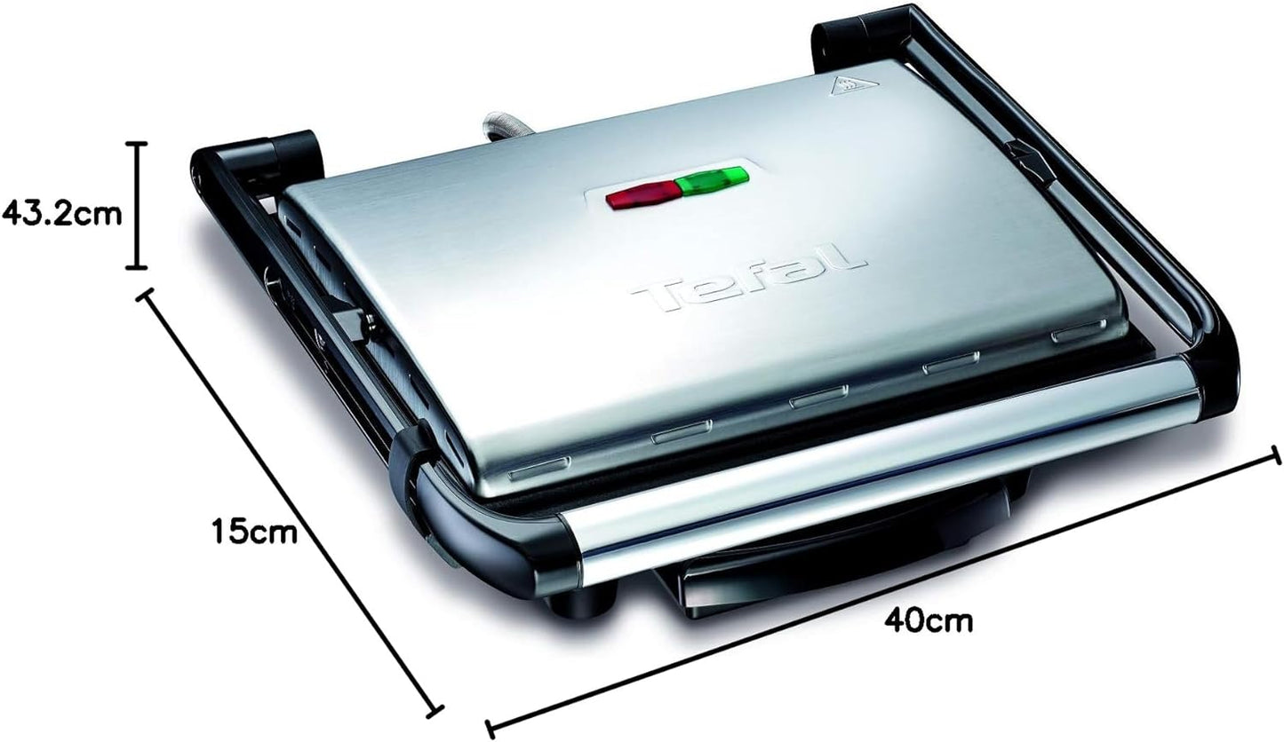 TEFAL Grill | Ultra compact Barbecue / BBQ Grill / Sandwich Maker | 1700 watts | Silver | 2 Years Warranty | GC302B28