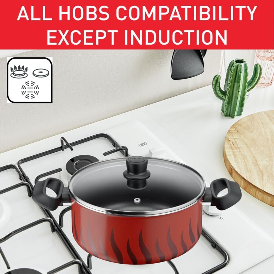 Tefal G6 Tempo Flame 32 Cm Non Stick Frypan With Thermo Spot, Red, Aluminium, C3040883