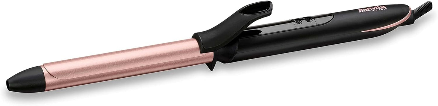 BaByliss Hair Curling Iron, Extensive Wide Reach 32mm Curling Tong Barrel, Ultra-Fast Heat With Led & 6 Temperature Setting 160°C-210°C, 2.5m Ceramics Swivel Cord, C452SDE (Rose Quartz)