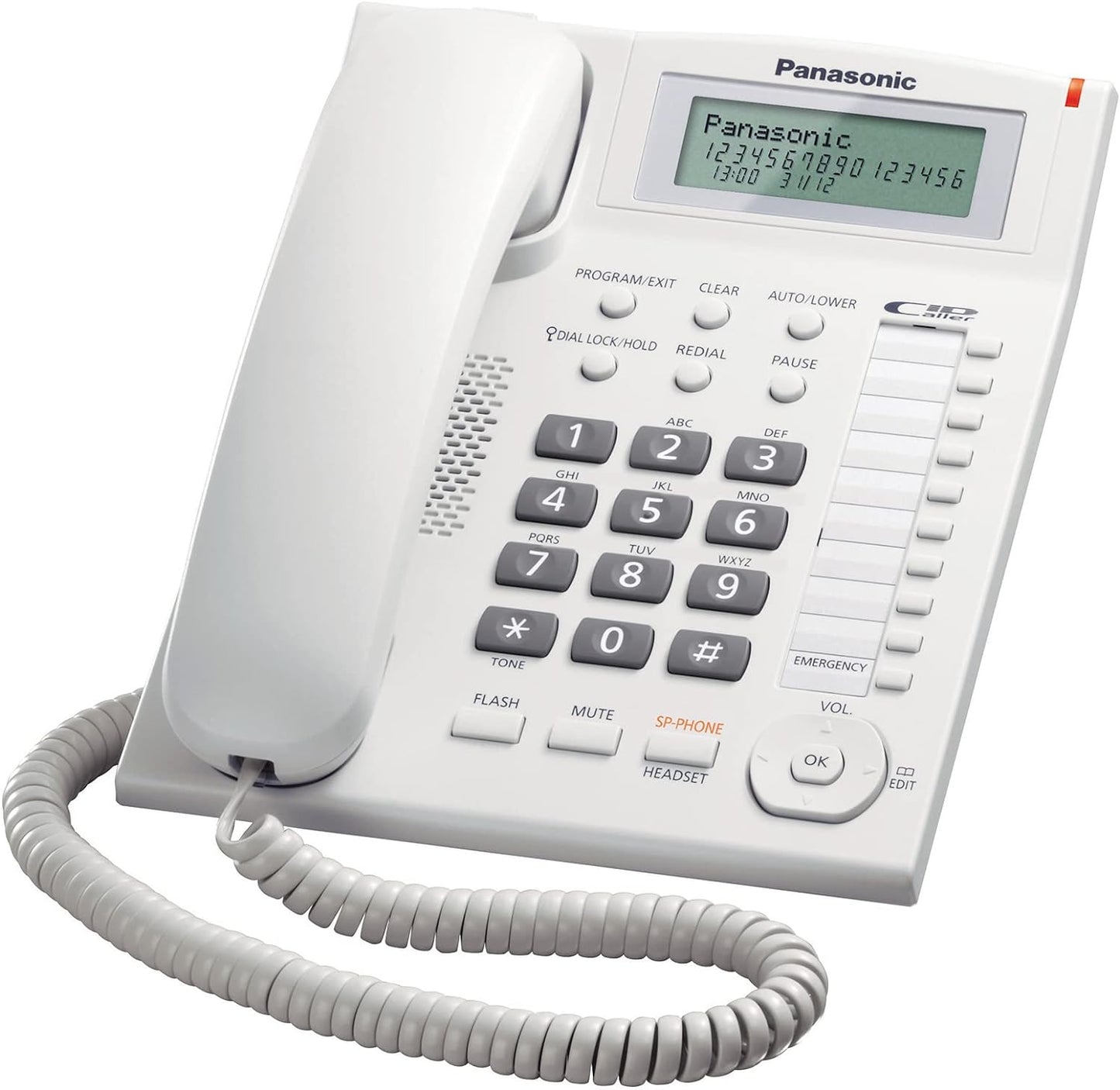 Panasonic Corded Phone with Caller ID and Hands-free speakerphone, KX-TS880FX1W (White)