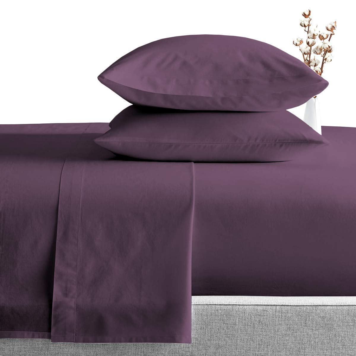 Queen Size Pure Egyptian Cotton Bed Sheets Set, 800 Thread Count Silver Solid (6 PC) Bedding and PillowCases – Egyptian Cotton Sheets Queen Size Bed - Sateen Sheets - 18” Deep Pocket Sheets