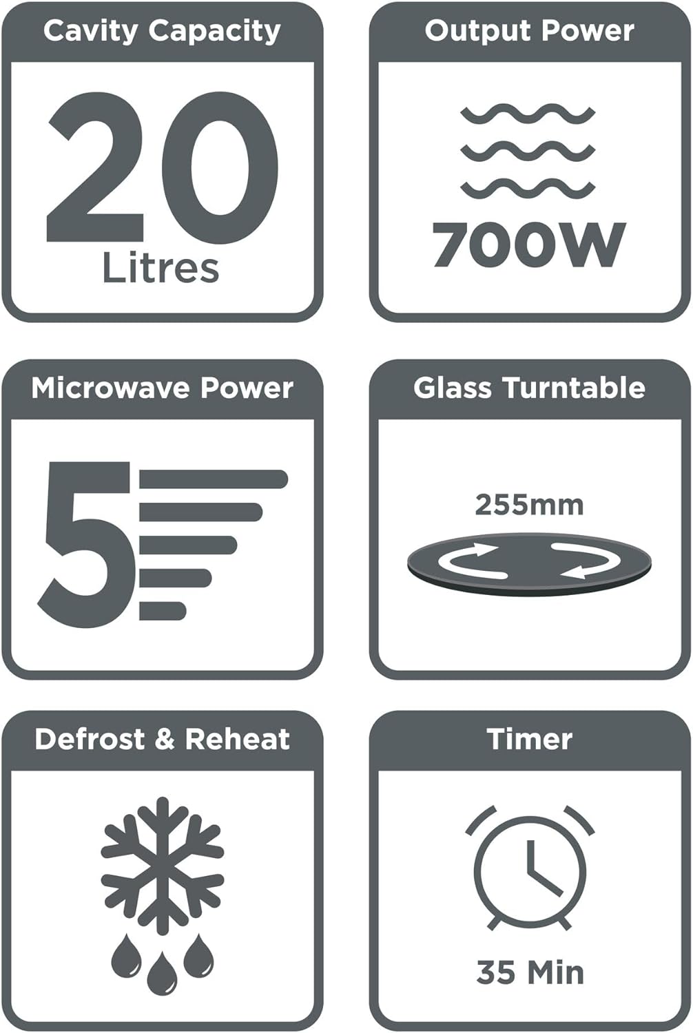 BLACK+DECKER 20L 700W Microwave Black With Chrome Finish Multiple Timer Options 5 Power Levels, 35 Min Timer, Cooking End Signal For Even Cooking/Heating, Defrost Function MZ2010P-B5