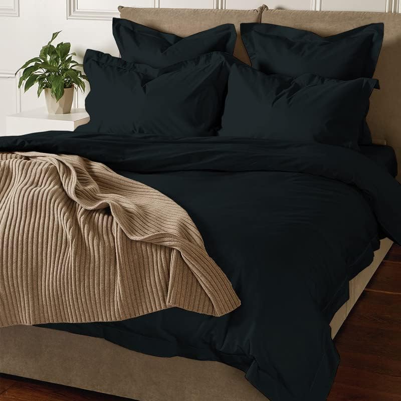 Pizuna Pure 100% Cotton Queen Duvet Cover Set, 800 Thread Count Long Staple Cotton Thick Sateen Weave with Button Closure (Combed Baby Blue Cotton Duvet Cover Queen)