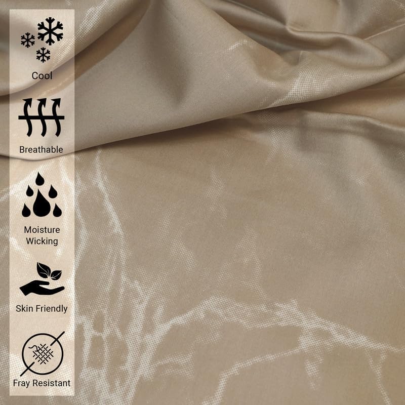 Pizuna Marble Taupe Print Twin Cotton Sheets Set, 400 Thread Count 100% Long Staple Twin Cooling Sheets Cotton Sateen Weave, 15 Inch Deep Pocket Twin Sheets Set (Printed Cotton Sheets)