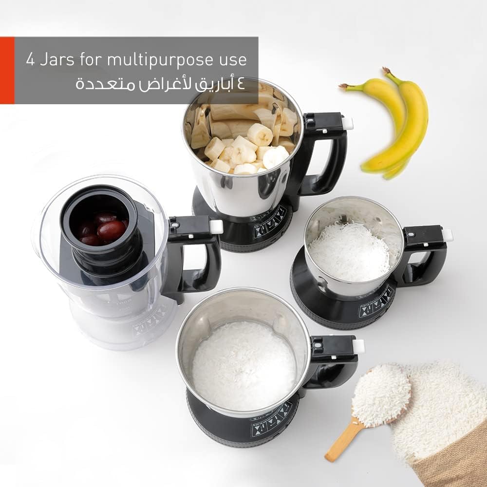 Panasonic Super Mixer Grinder, 1000W, Mx-Ac400, Black, 3 Stainless Steel Jars, 1 Juicer Jar