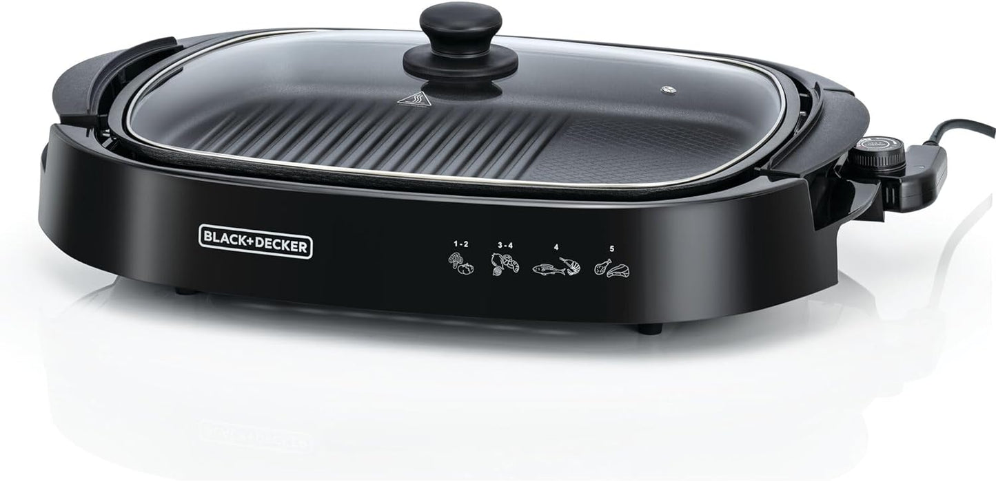 Black+Decker 2000W Family Health Grill, Black/Silver, Cg2000-B5, 2 Year Warranty