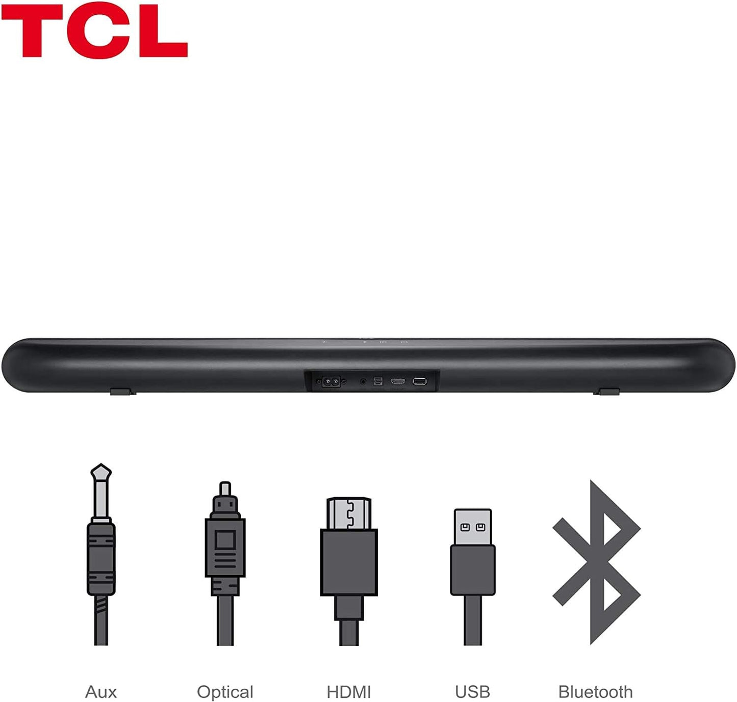 TCL 2.1 Channel Home Theater Soundbar with Wireless Subwoofer 160W Audio Power Multi Color LED Display Bluetooth HDMI Optical Cable Connectivity Remote Control Clear & Loud Sound TS3010
