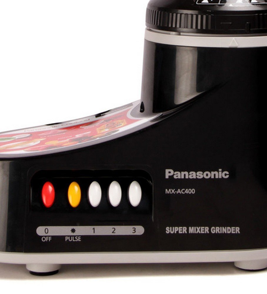 Panasonic MX-AC400 550-Watt Super Mixer Grinder with 4 Jars (Black)
