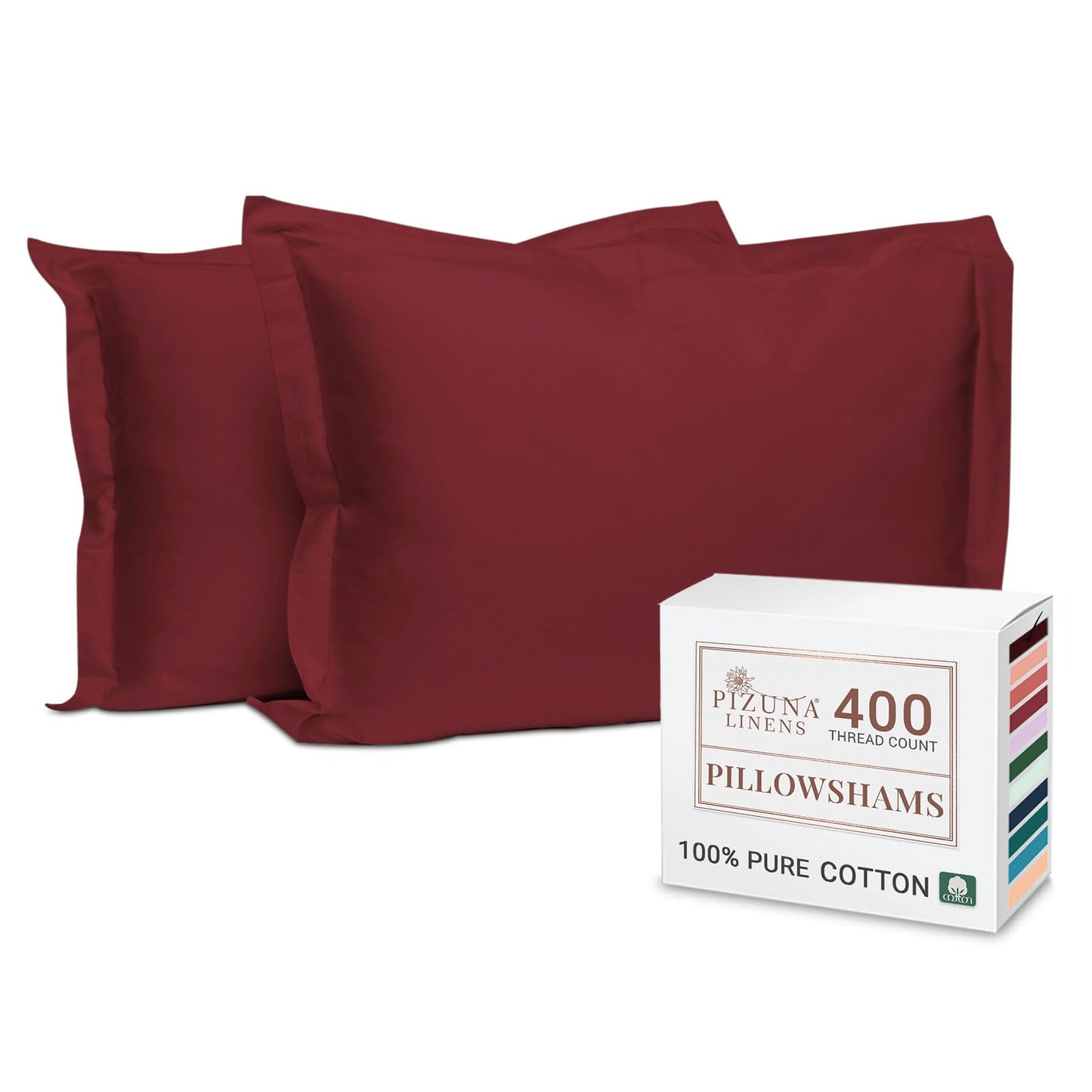 Pizuna Pure 100% Cotton Pillow Shams King Size Set of 2 Baby Blue, Luxurious 400 Thread Count Long Staple Cotton Sateen with Envelope Closure (Combed Baby Blue Cotton Pillow Shams King)