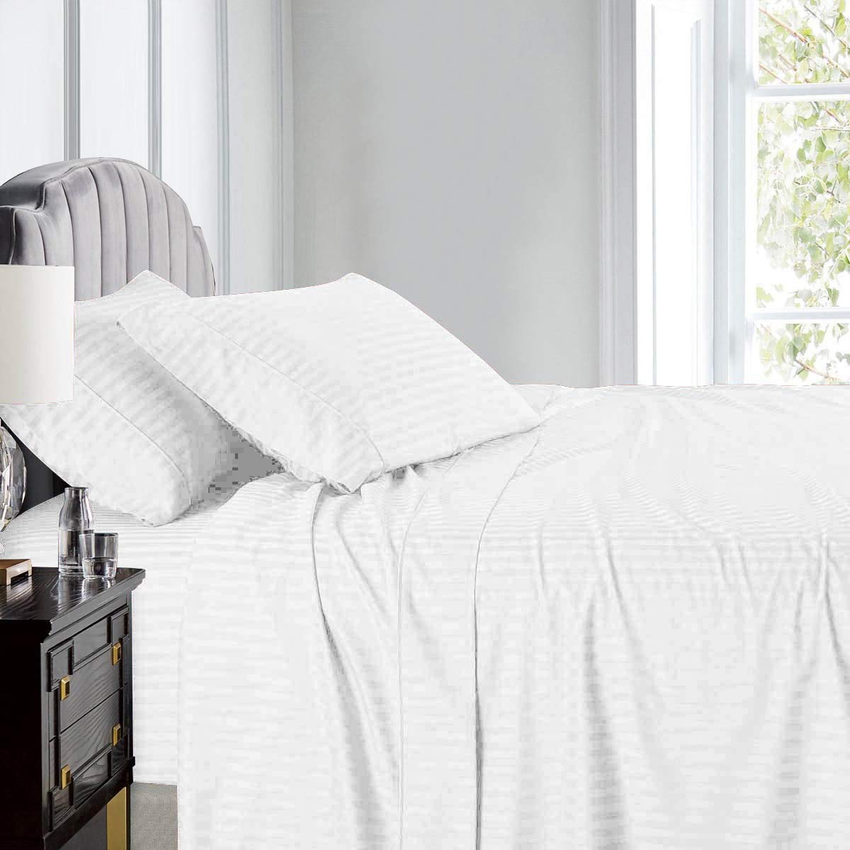Queen Size Pure Egyptian Cotton Bed Sheets Set, 800 Thread Count Silver Solid (6 PC) Bedding and PillowCases – Egyptian Cotton Sheets Queen Size Bed - Sateen Sheets - 18” Deep Pocket Sheets