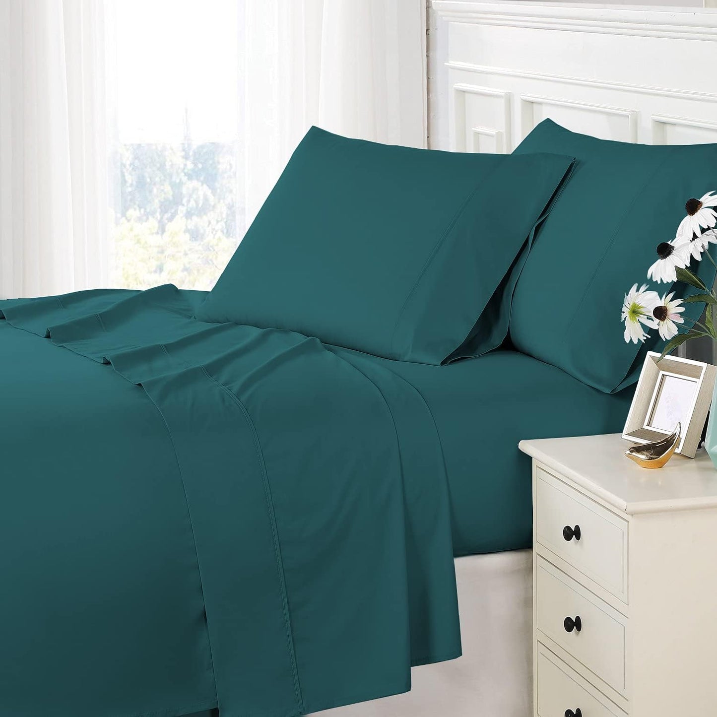 Pizuna Pure 100% Cotton Sheets Full Size, 800 Thread Count Long Staple Cotton Crisp Sateen Sheets Full with 15in Deep Pocket (Combed Simply Taupe)