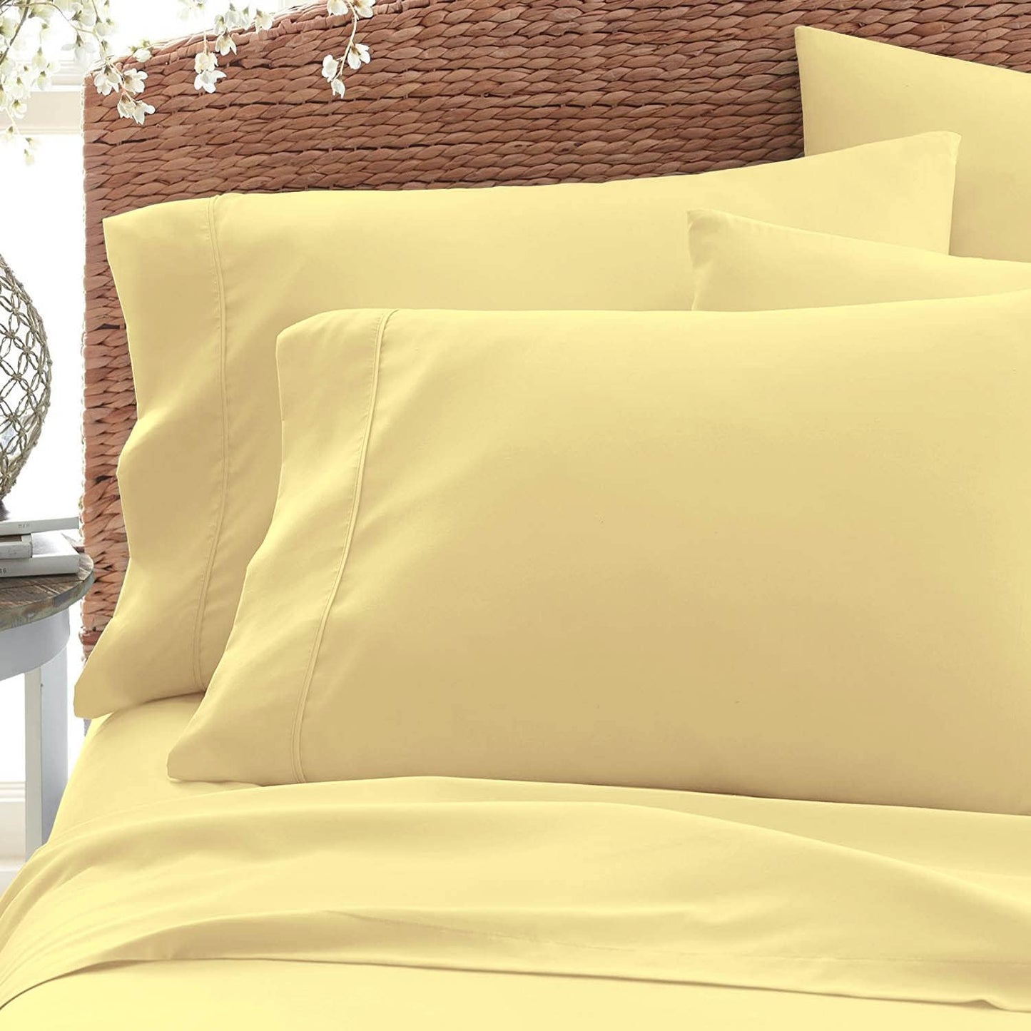 Pizuna Soft 100% Long Staple Cotton Breathable Cool Satin King Pillowcase Set of 2, Ivory, 18" x 18"