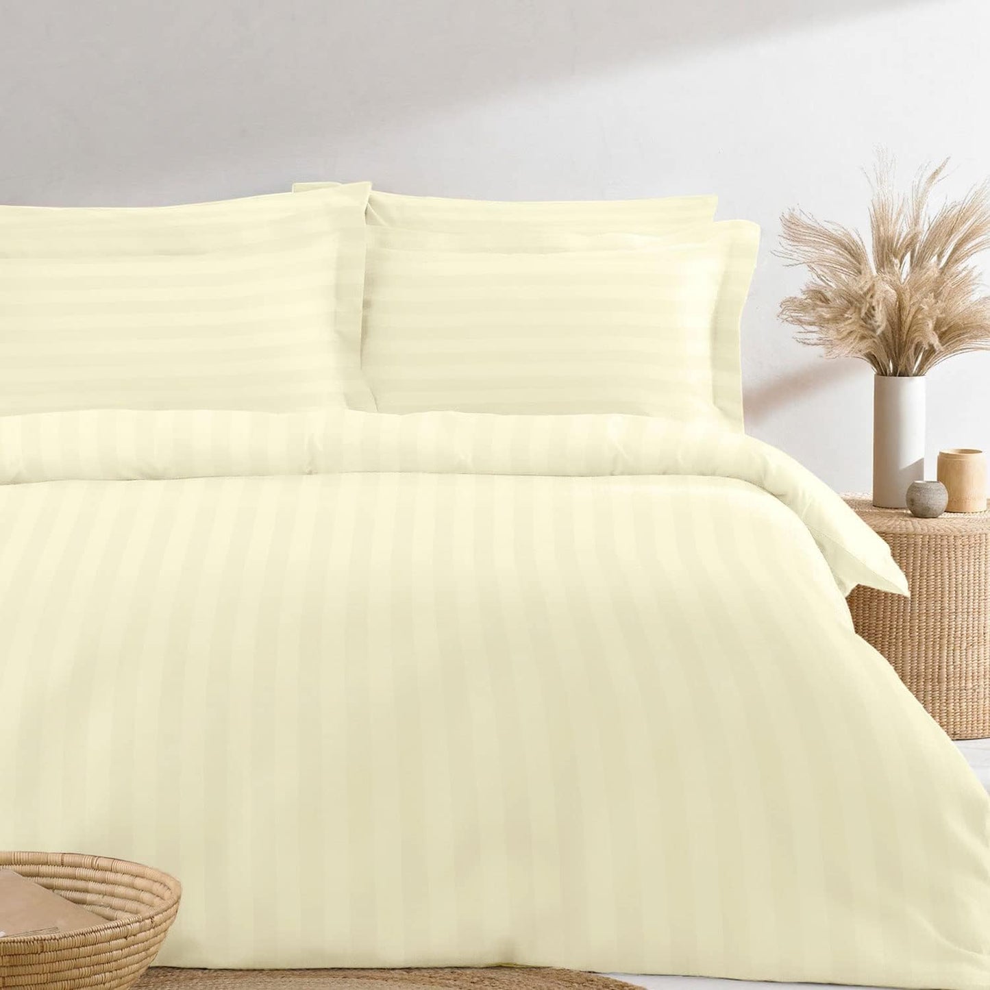 Pizuna Cotton Full Duvet Cover Set, 300 Thread Count Long Staple Cotton Sateen Weave with Button Closure (Combed Checks Luxury Red Cotton Duvet Cover Full)