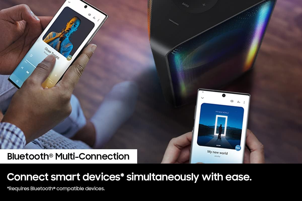 Samsung 160W Sound Tower High Power Party Speaker Water Resistant In Built Battery Bluetooth Connectivity - MX-ST40B/ZN - 2022 Model - 1 Year Warranty (UAE Version)