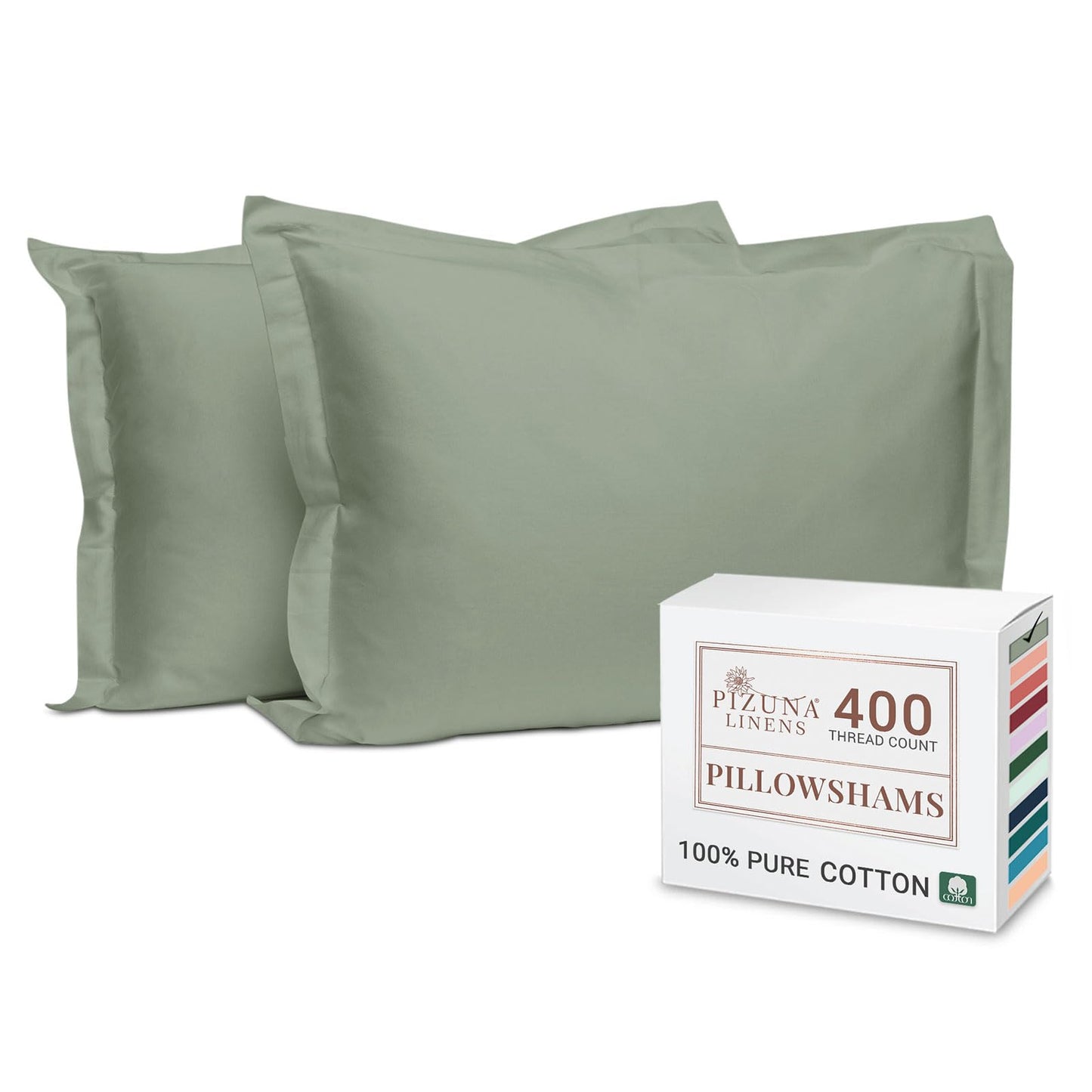 Pizuna Pure 100% Cotton Pillow Shams King Size Set of 2 Baby Blue, Luxurious 400 Thread Count Long Staple Cotton Sateen with Envelope Closure (Combed Baby Blue Cotton Pillow Shams King)
