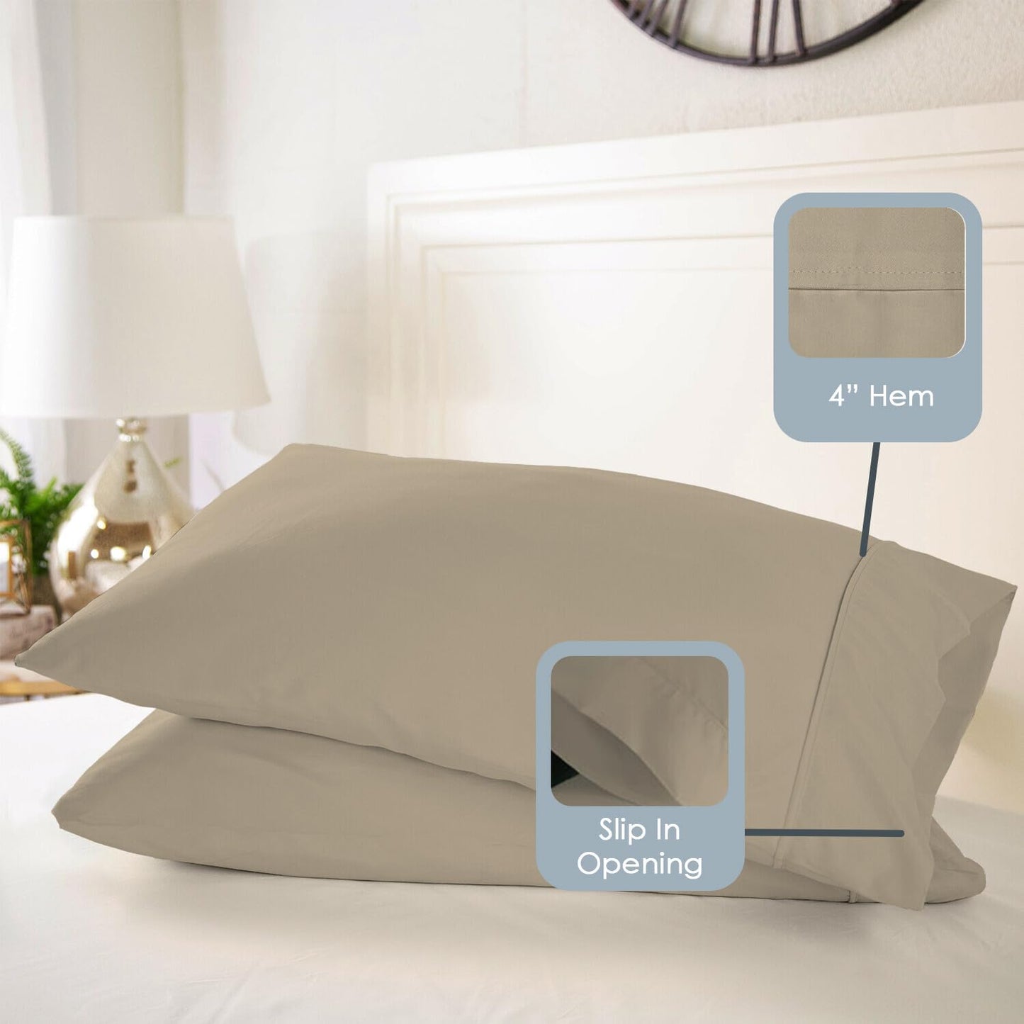 Pizuna 100% Luxury Cotton King Size Pillow Case Dark Blue, 1000 Thread Count 100% Long Staple Cotton Sateen Pillowcase, Pillow Covers with Stylish 4" Hem (Combed Cotton King Pillowcase Set of 2)