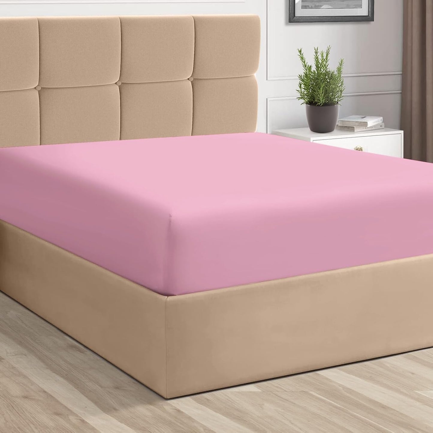 Pizuna Pure 100% Cotton Twin Fitted Sheet Silver, Luxurious 400 Thread Count Long Staple Cotton Sateen 15" Deep Pocket Twin Sheets (Combed Cotton Fitted Sheet)