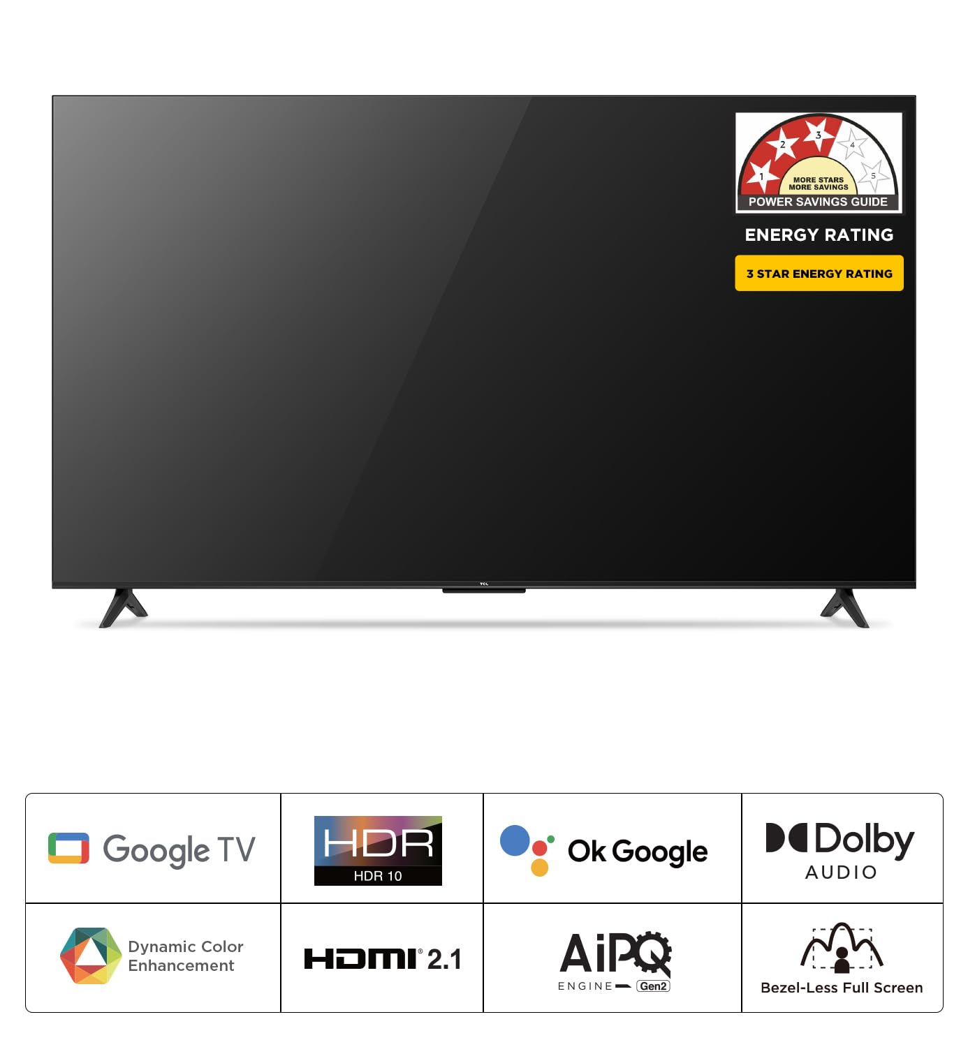 TCL 164 cm (65 inches) Bezel-Less Series 4K Ultra HD Smart LED Google TV 65P635 (Black)