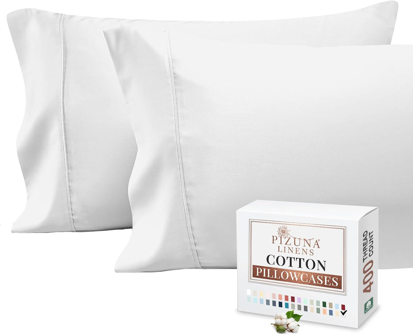 Pizuna Pure 100% Cotton Pillow Cases Queen Size Set of 2 Rio Red, Luxurious 400 Thread Count Long Staple Cotton Sateen with Envelope Closure (Combed Rio Red Cotton Pillow Cases Queen)