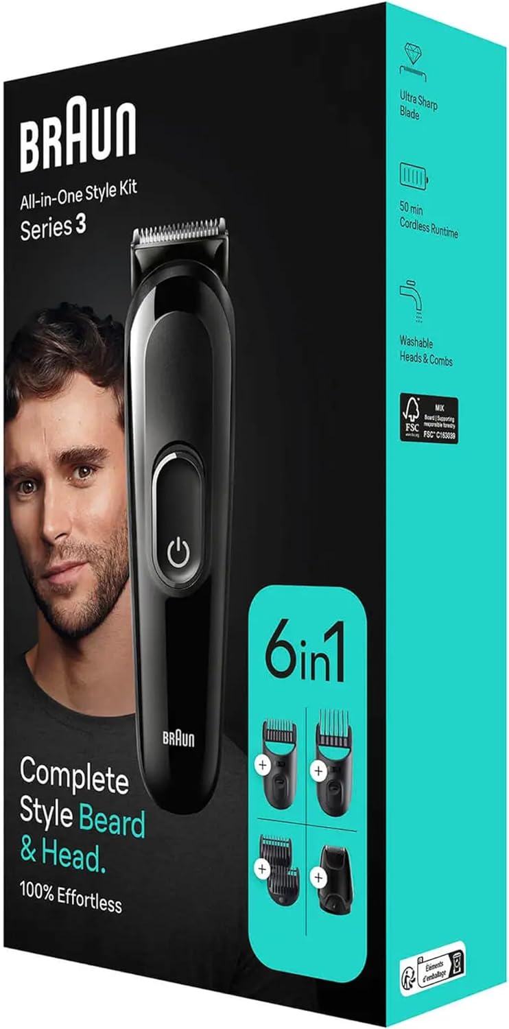 Braun Mgk 3245 All-In-One Trimmer 7-In-1 Beard Trimmer, Hair Clipper, Detail Trimmer, Rechargeable, With Gillette Proglide Razor, Blackblue