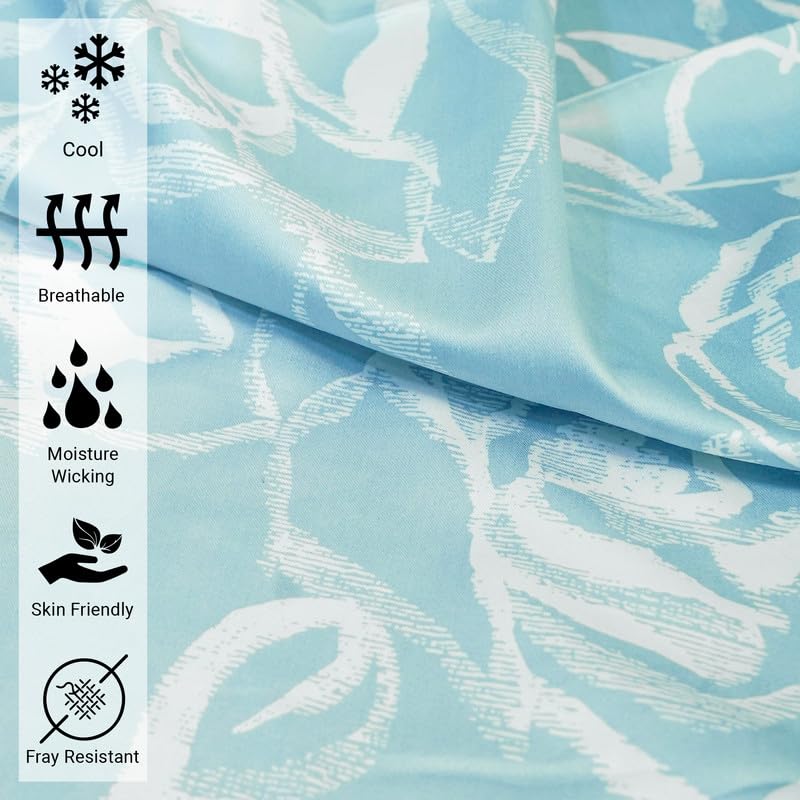 Pizuna Pure 100% Cotton Full Fitted Sheet Only, Luxurious 400 Thread Count Long Staple Cotton Sateen Weave 15" Deep Pocket Fitted Sheet (Combed Blue Cascade Stripe Full Fitted Sheet Cotton)