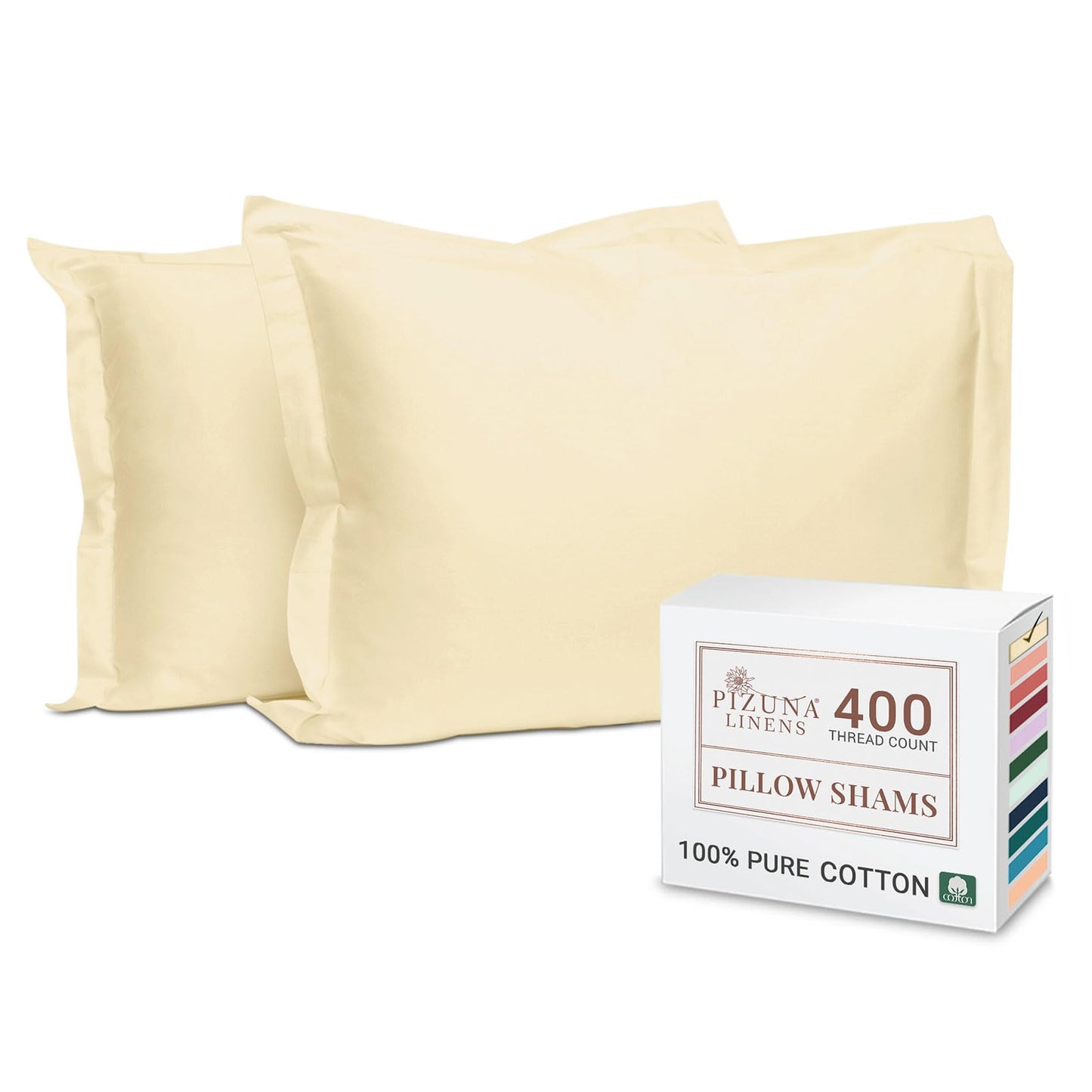 Pizuna Pure 100% Cotton Pillow Shams King Size Set of 2 Baby Blue, Luxurious 400 Thread Count Long Staple Cotton Sateen with Envelope Closure (Combed Baby Blue Cotton Pillow Shams King)
