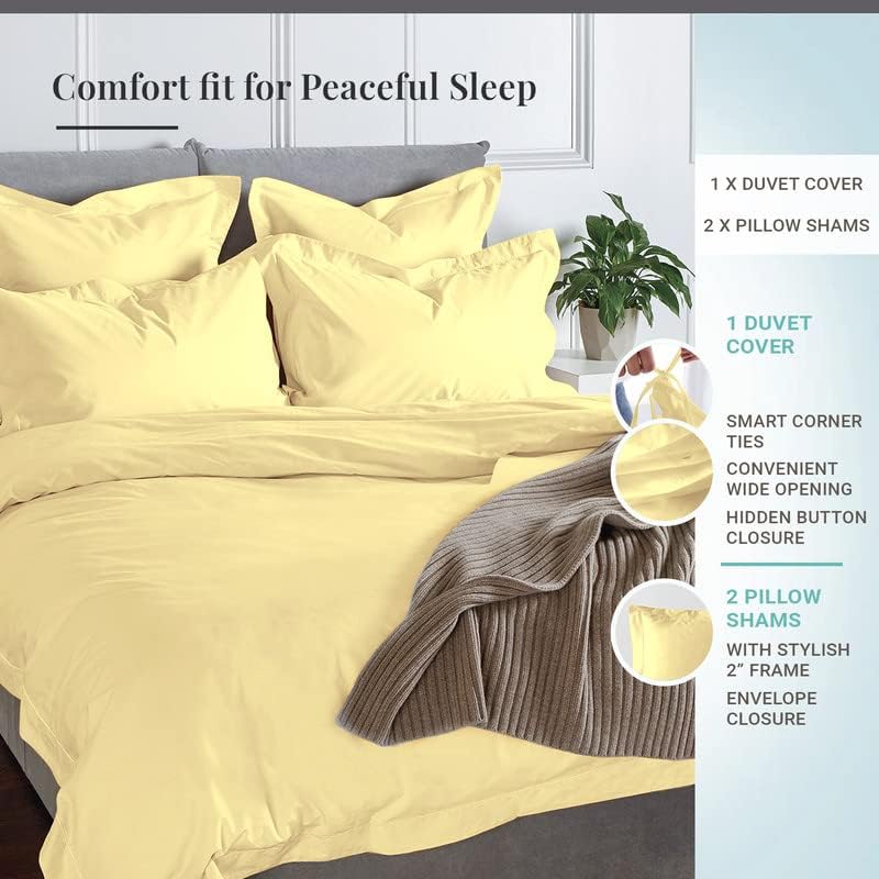 Pizuna Pure 100% Cotton Queen Duvet Cover Set, 600 Thread Count Long Staple Cotton Crisp Sateen Weave with Button Closure (Combed Simply Taupe Cotton Duvet Cover Queen)