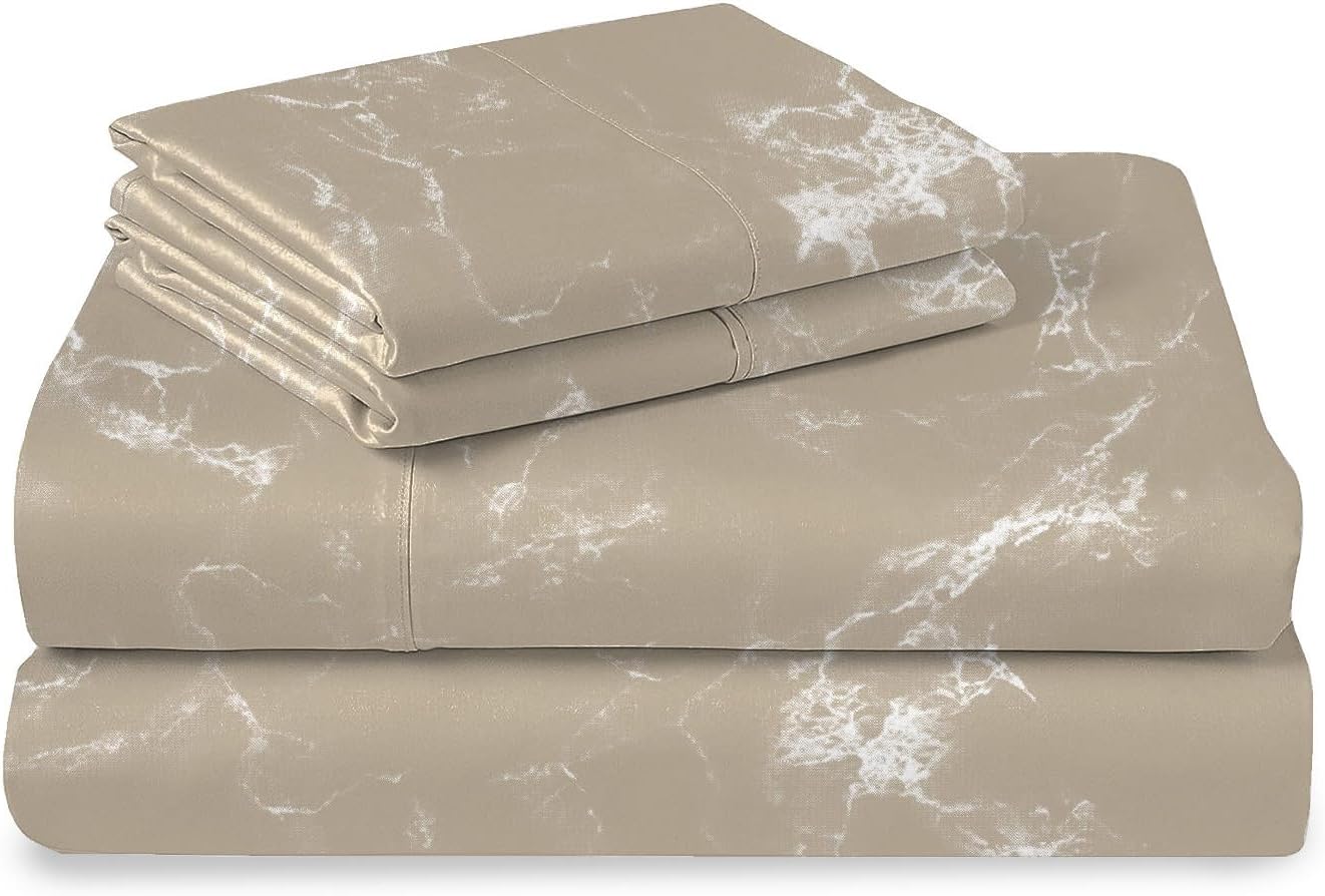 Pizuna Pure 100% Cotton Sheets California King Size, Luxurious 400 Thread Count Long Staple Cotton Sateen Sheets California King with 15inch Deep Pocket (Combed Cotton Sheets California King)