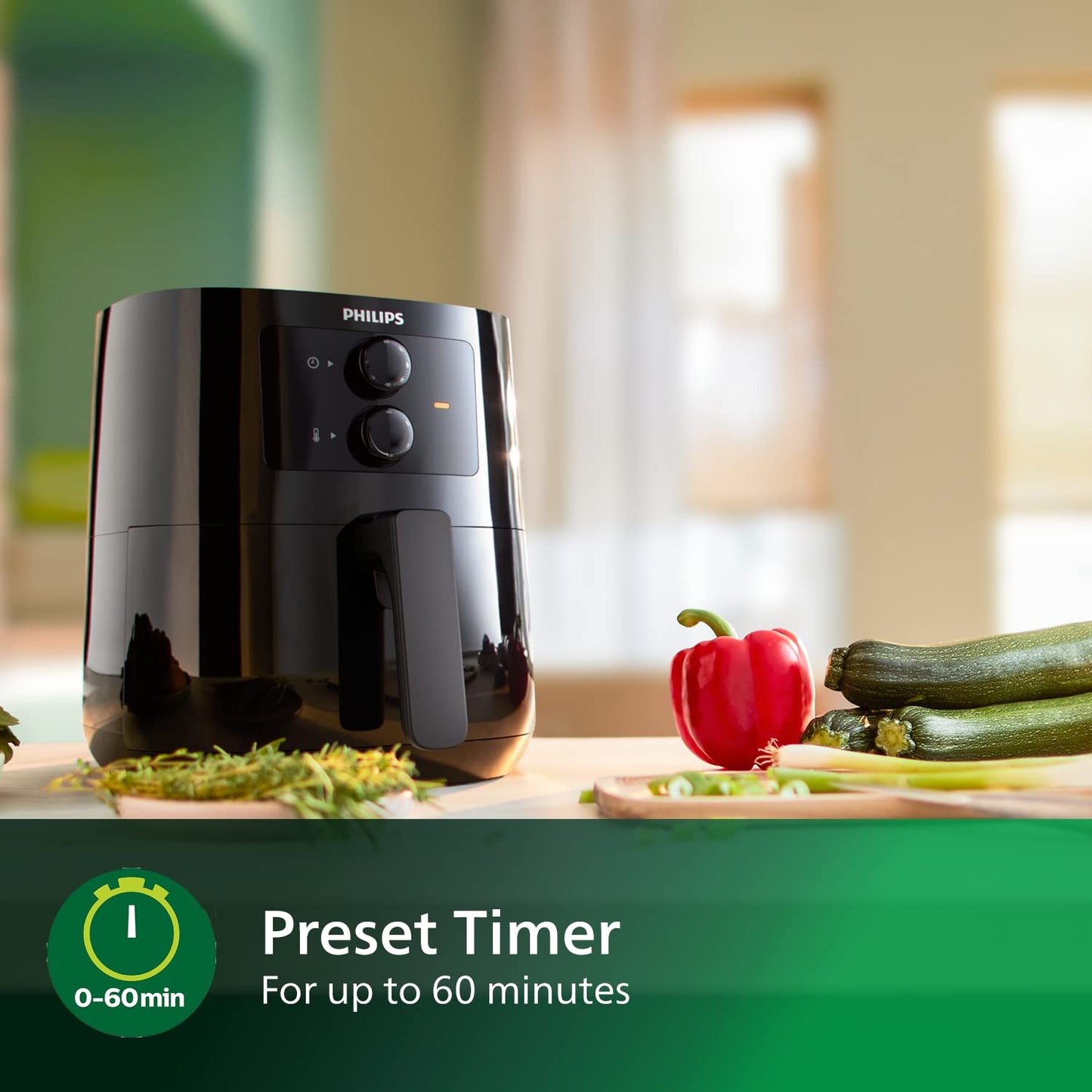 Philips Essential Air Fryer - With Rapid Air Technology, Analogue, Black, 0.8Kg, 4.1L,50Hz - HD9200/91