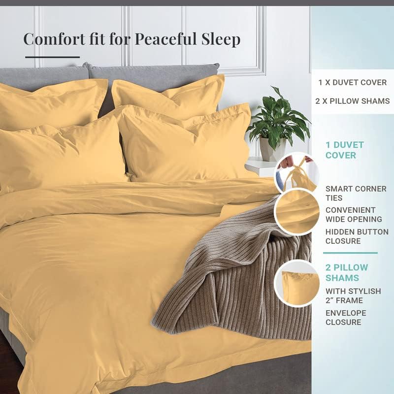 Pizuna Pure 100% Cotton Queen Duvet Cover Set, 600 Thread Count Long Staple Cotton Crisp Sateen Weave with Button Closure (Combed Simply Taupe Cotton Duvet Cover Queen)