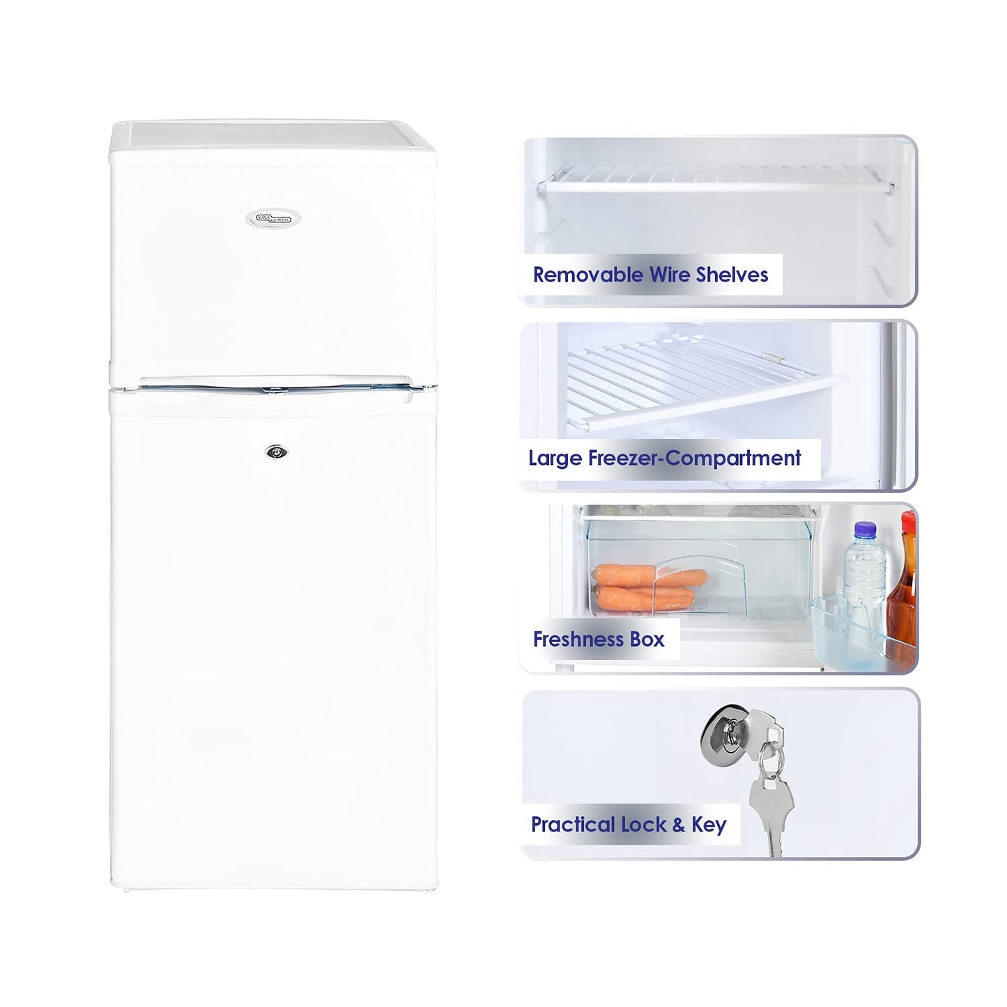 Super General 190 Liters Gross Compact Double Door Refrigerator-Freezer, Reversible door, Tropical Compressor, White, SGR-198-H, 48 x 53 x 137 cm, 1 Year Warranty