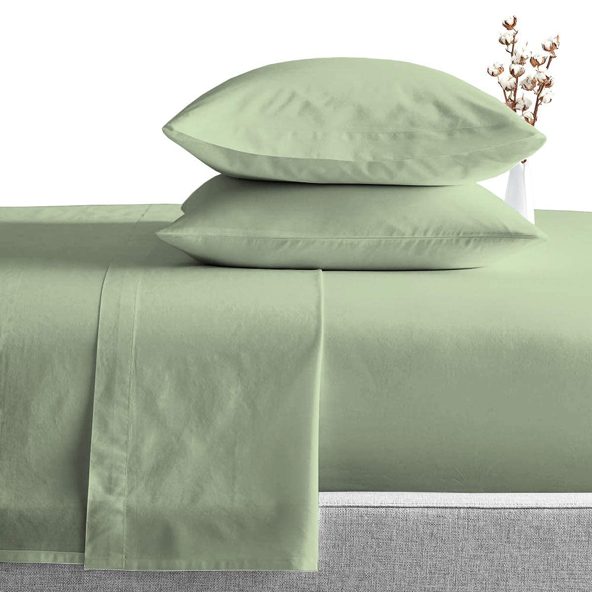 Queen Size Pure Egyptian Cotton Bed Sheets Set, 800 Thread Count Silver Solid (6 PC) Bedding and PillowCases – Egyptian Cotton Sheets Queen Size Bed - Sateen Sheets - 18” Deep Pocket Sheets