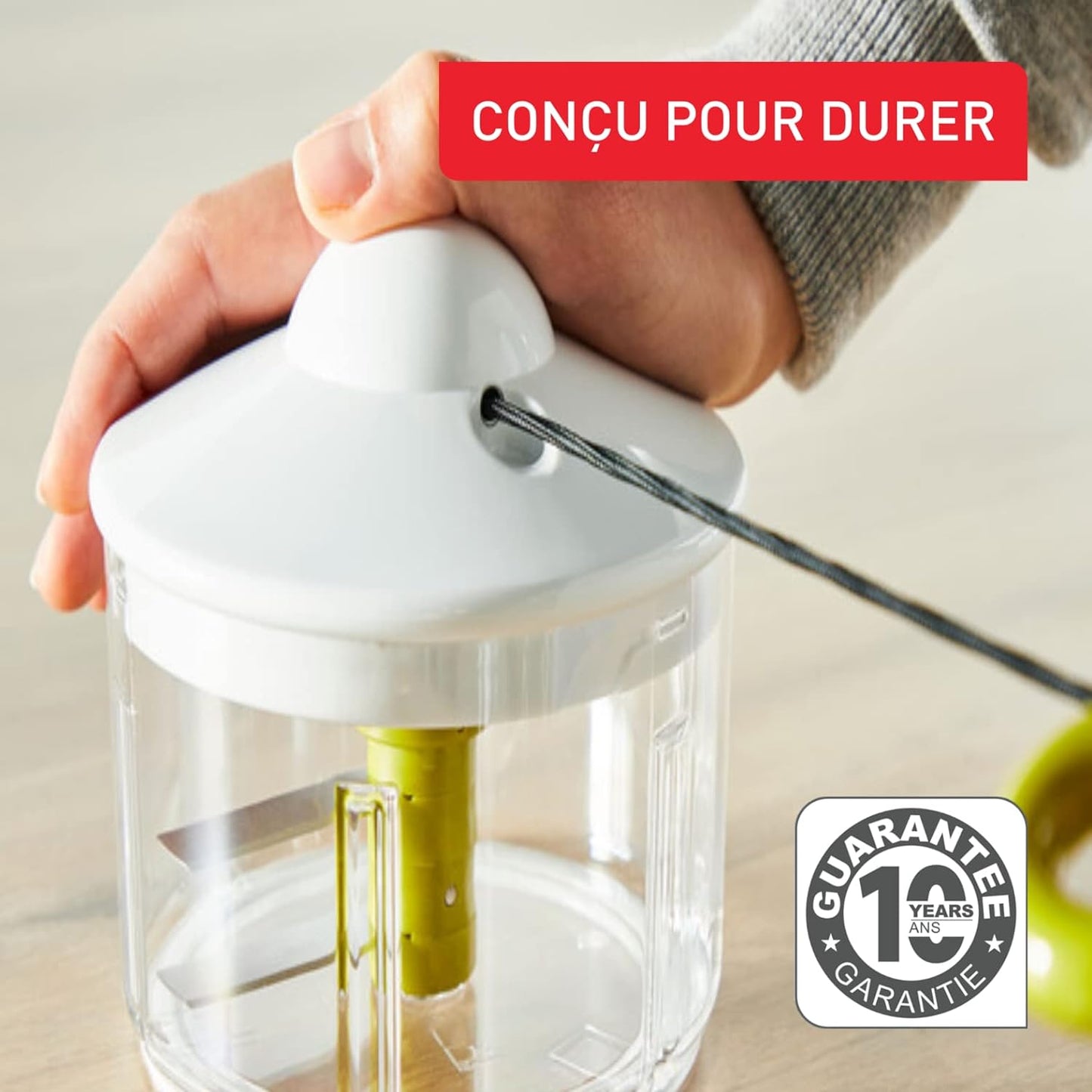Tefal 5-Second Chopper, 900 ml, Manual Food Chopper and Mixer, Easy to Use, Stainless Steel Blades, Safe to Use, Versatile Results, Vegetables, Onions, Hummus, Guacamole, Herbs And Nuts, K1320404