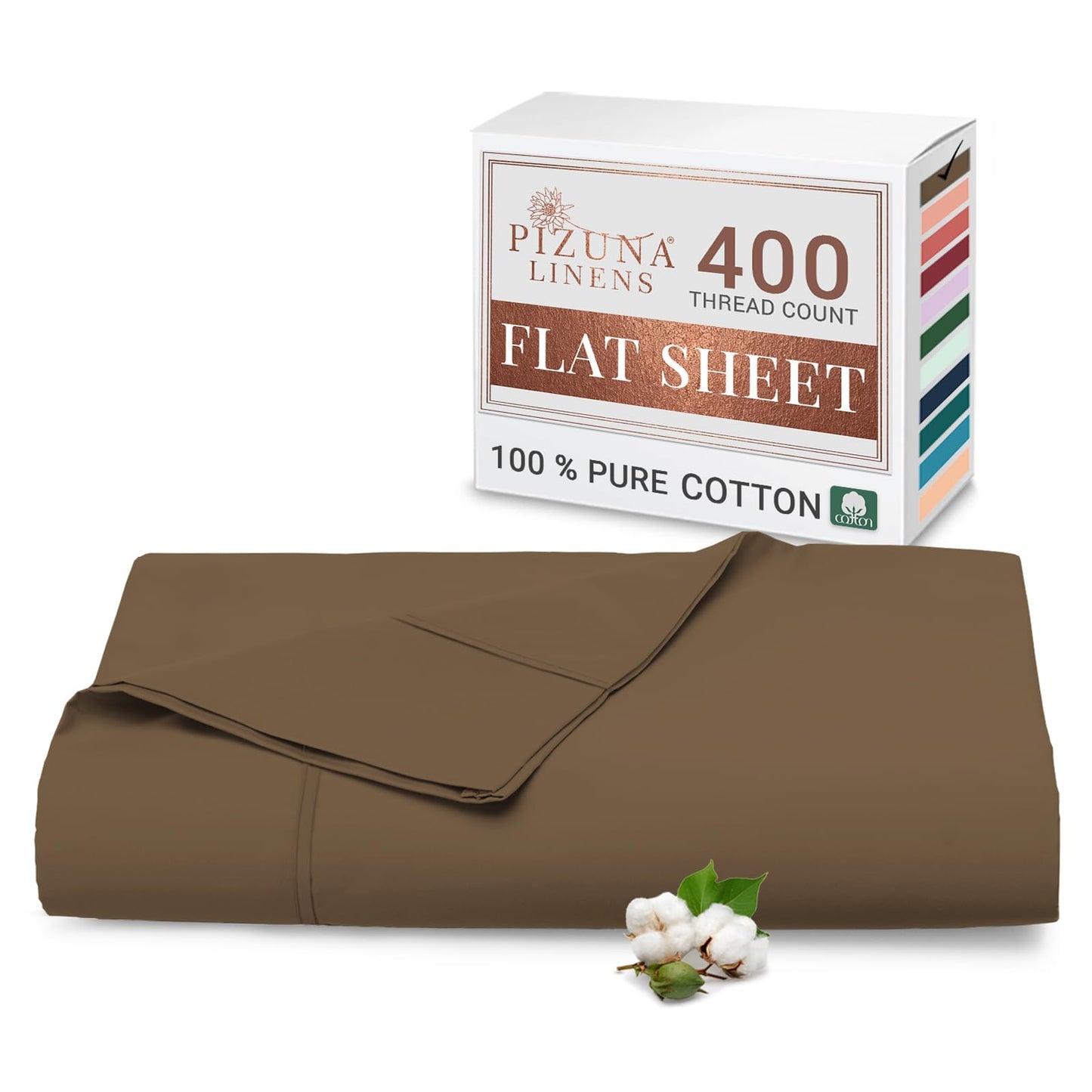 Pizuna Pure 100% Cotton Flat Sheets Only Full Apricot Orange (1 PC), Luxurious 400 Thread Count Long Staple Cotton Sateen with 4" Hem (Combed Full Flat Sheet Only Cotton)