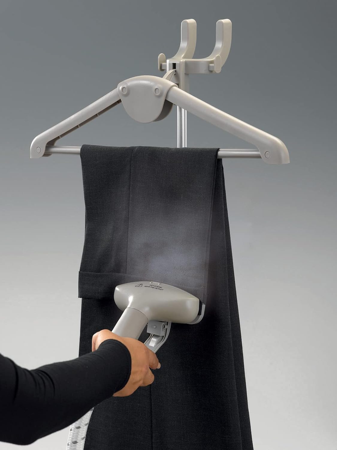 KENWOOD Garment Steamer 1500W with 2L Water Tank Capacity, Rotary Wheels, Folding Rack, Trouser Press, Glove GSP65.500BK Black