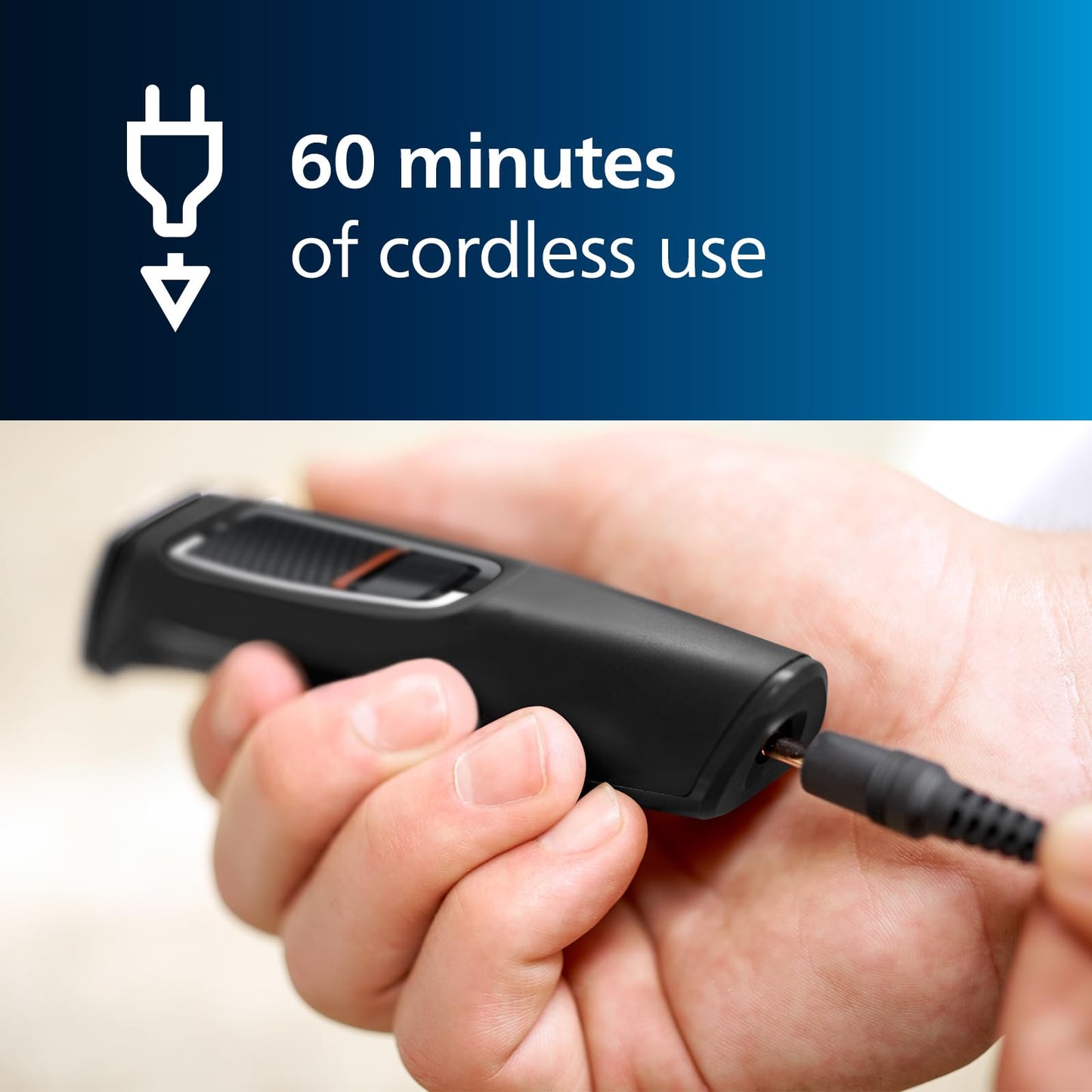 Philips Multigroom Series 3000 for Face, 6-in-1 Grooming Kit for beard, moustache, nose & ear hair, cordless, 60 min runtime, 16h full charging time, MG3710/33,Black