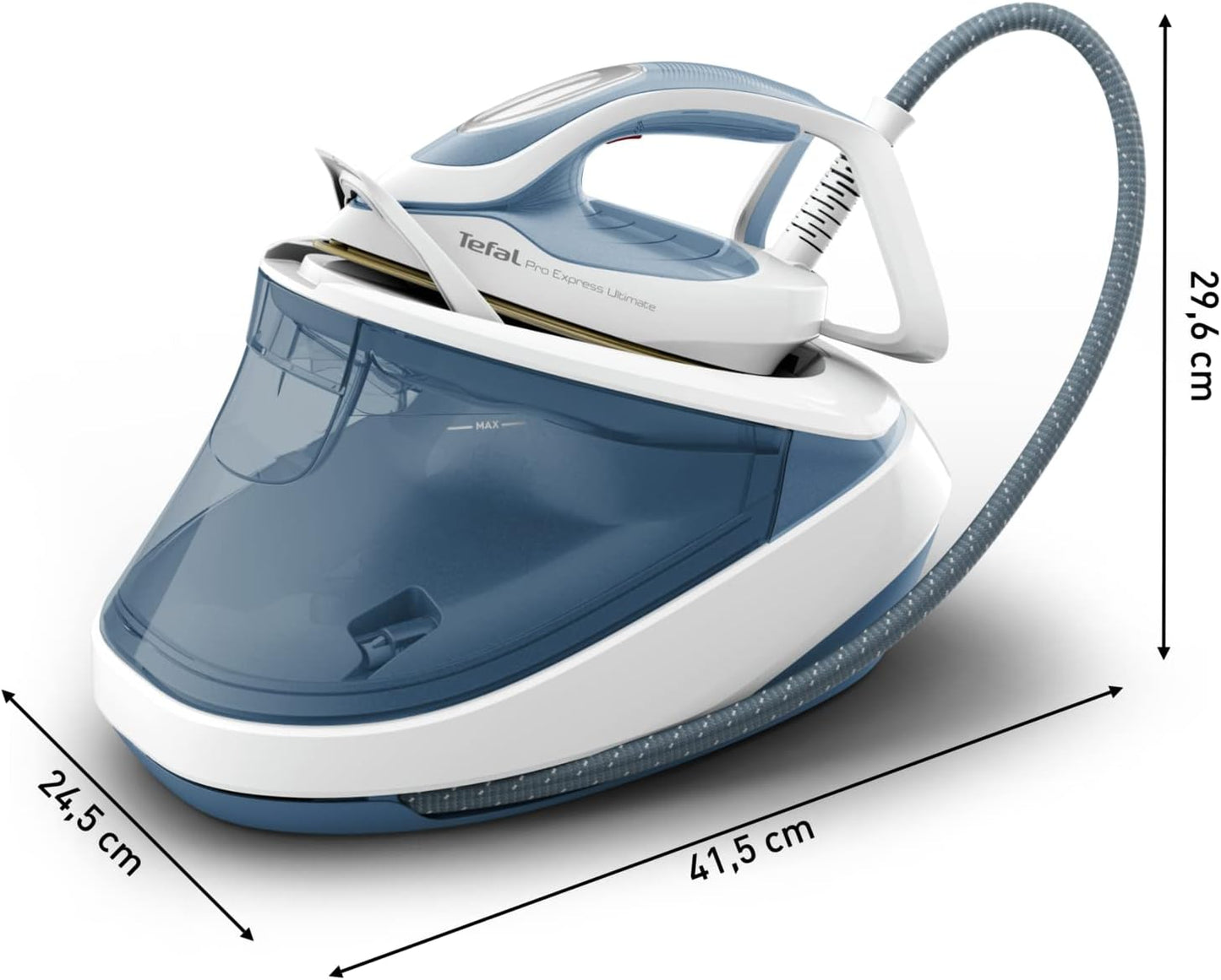 TEFAL Steam Station | Pro Express Ultimate II | Steam Generator Iron Steamer | 1.2 L | 2700 Watts | Durilium Airglide Soleplate | Anti scale | Auto off | Blue & White | 2 Years Warranty | GV9710M0