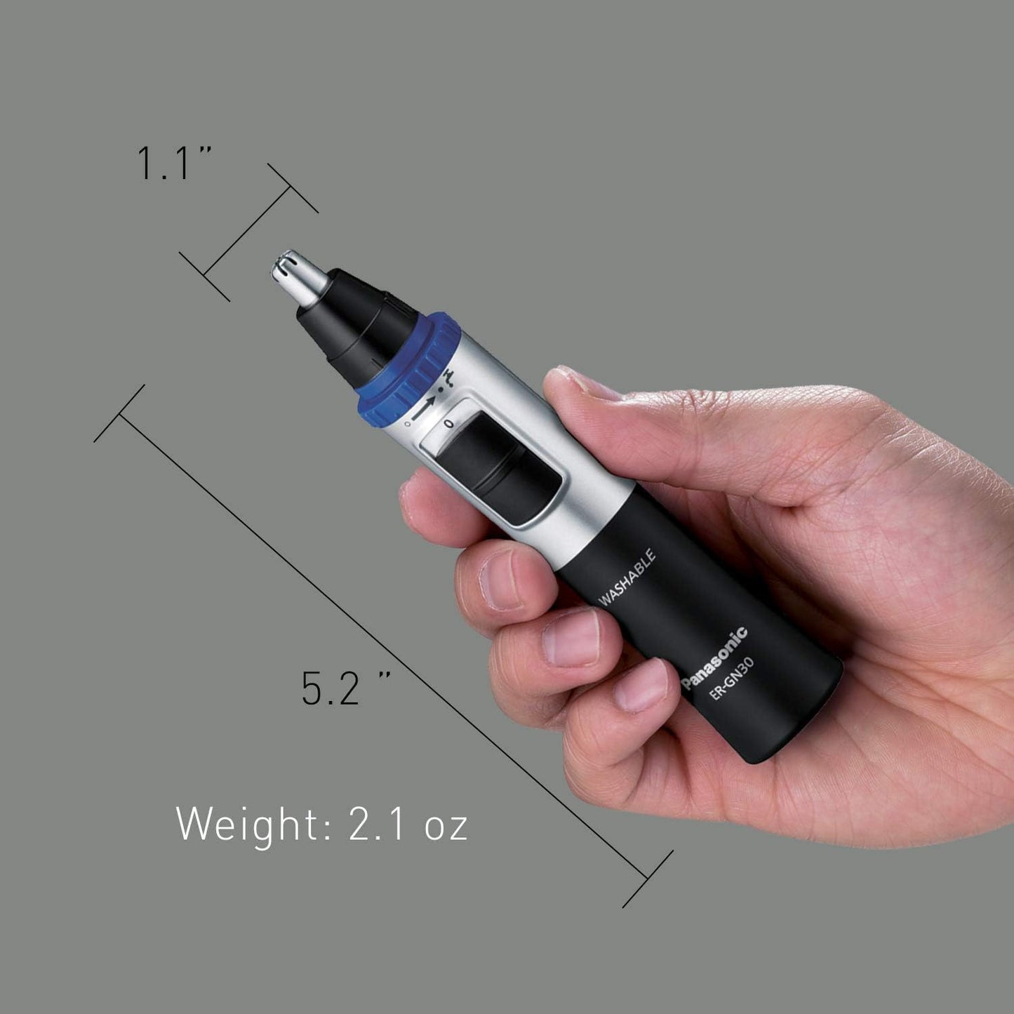Panasonic ER-GN30-K Nose, Ear n Facial Hair Trimmer Wet/Dry with Vortex Cleaning System, Black