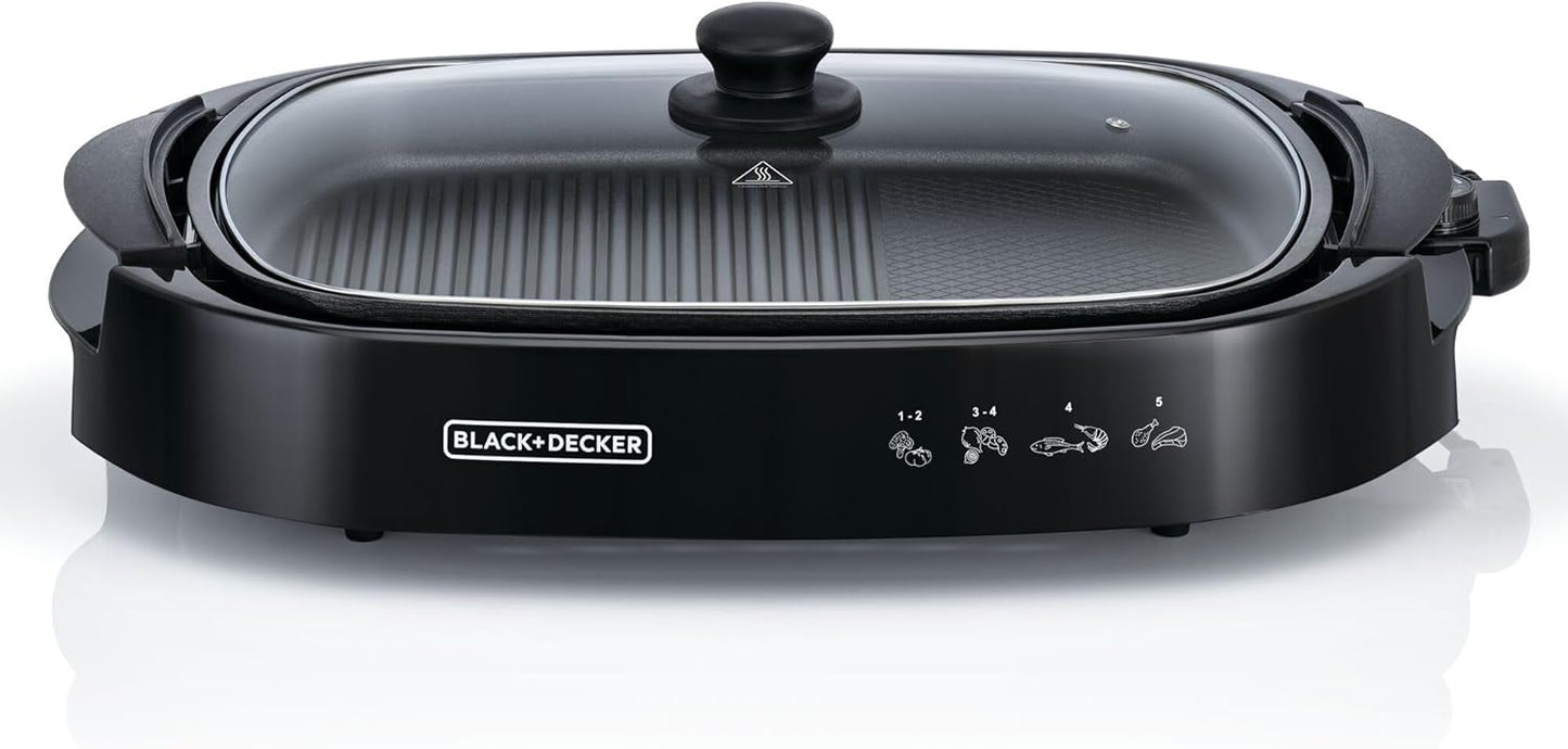 Black+Decker 2000W Family Health Grill, Black/Silver, Cg2000-B5, 2 Year Warranty