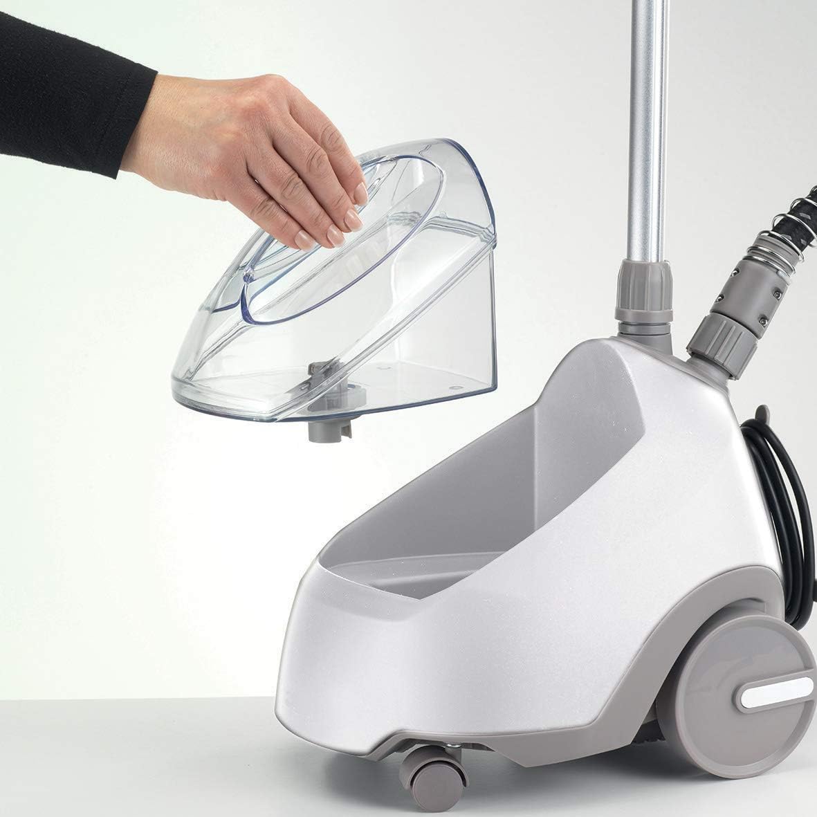 KENWOOD Garment Steamer 1500W with 2L Water Tank Capacity, Rotary Wheels, Folding Rack, Trouser Press, Glove GSP65.500BK Black