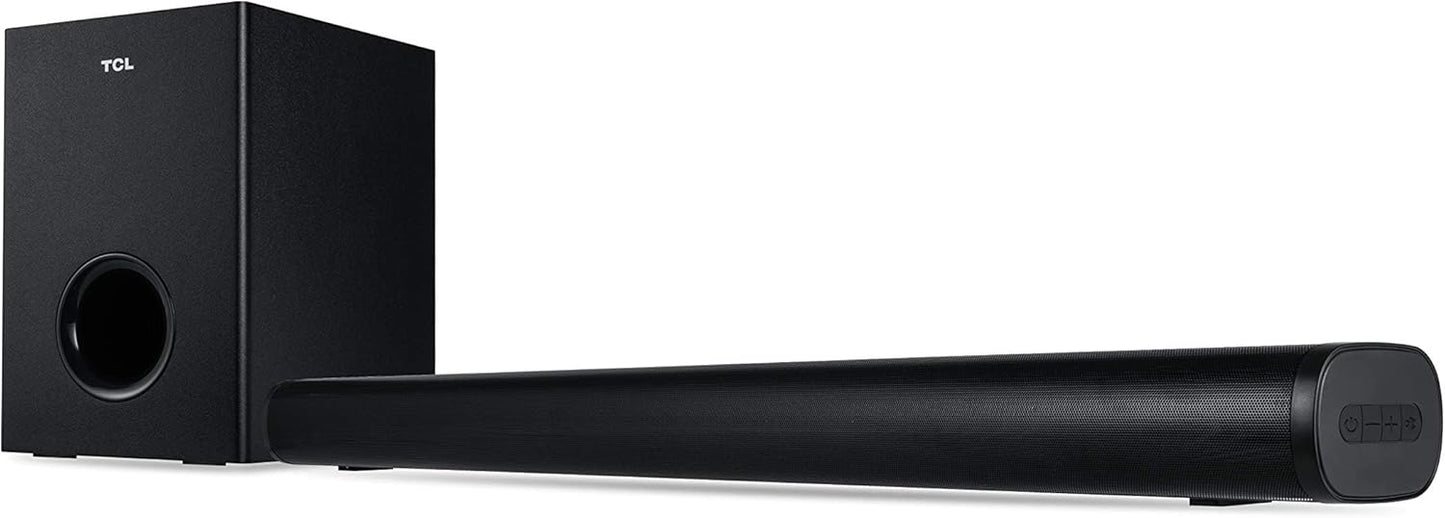 TCL 2.1 Channel Home Theater Soundbar with Wireless Subwoofer 160W Audio Power Multi Color LED Display Bluetooth HDMI Optical Cable Connectivity Remote Control Clear & Loud Sound TS3010