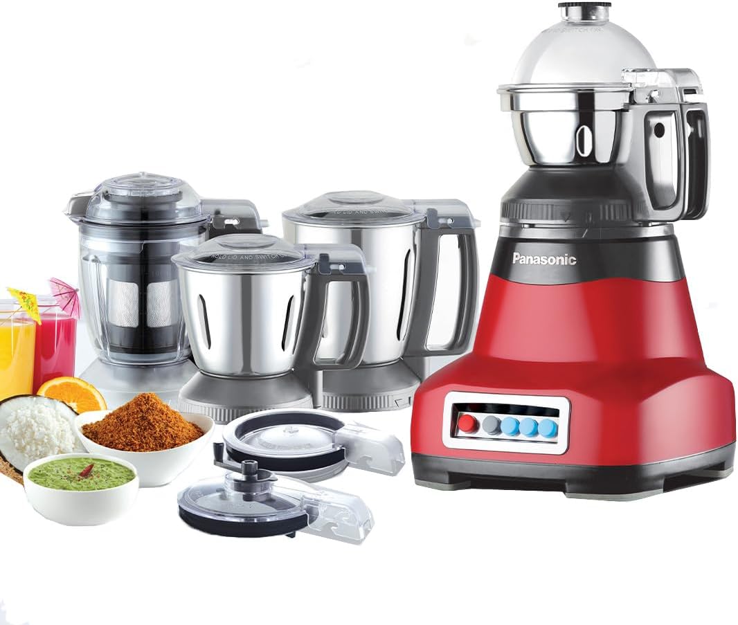Panasonic Super Mixer Grinder, 1000W, Mx-Ac400, Black, 3 Stainless Steel Jars, 1 Juicer Jar